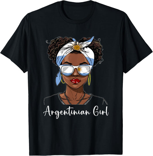 Argentina Flag Outfit for Woman Girl Argentinian T-Shirt - T-Shirt | Black
