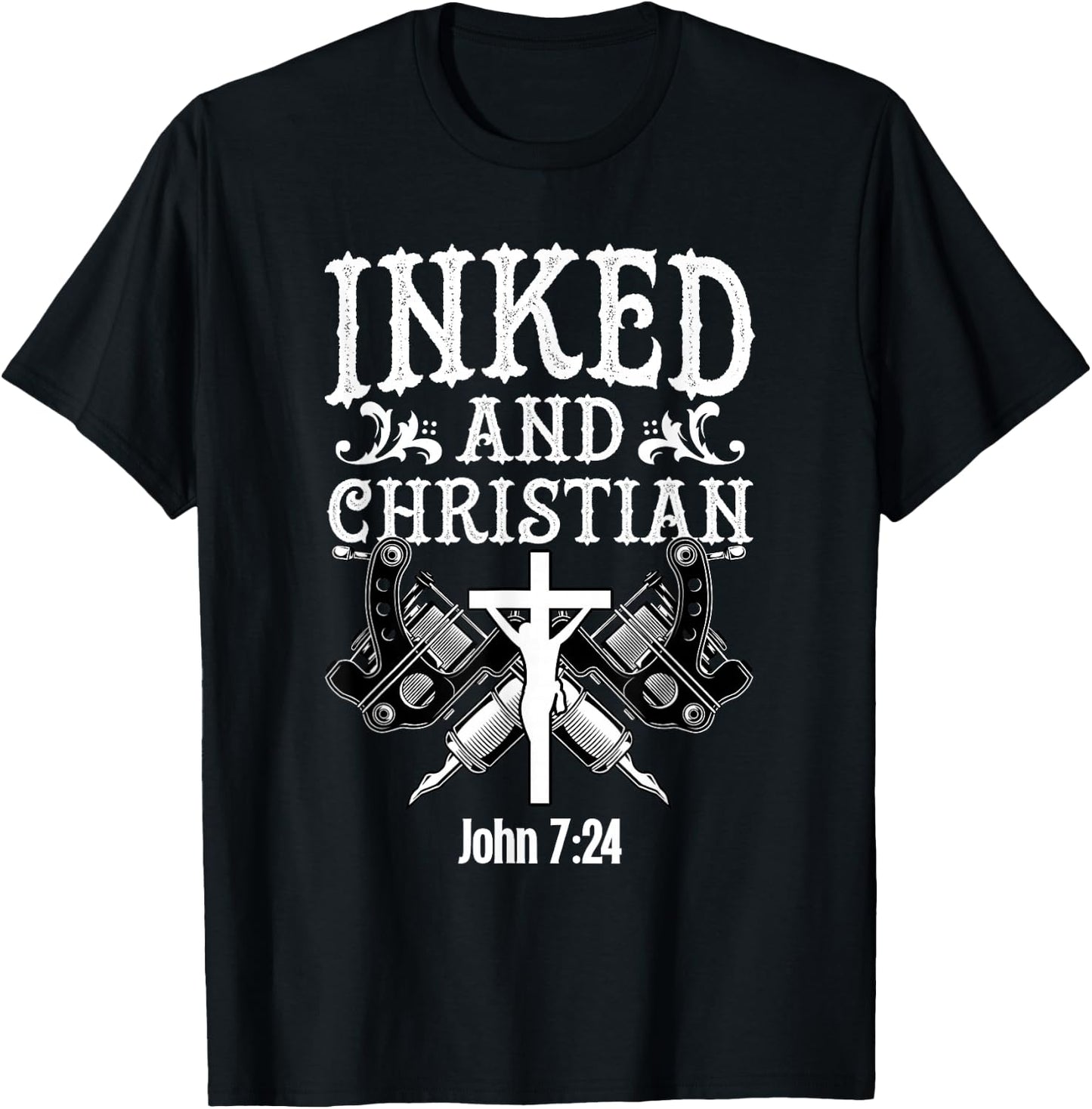 Inked And Christian Jesus Tattooed Women Ink Tattoo Lady T-Shirt - T-Shirt | Black