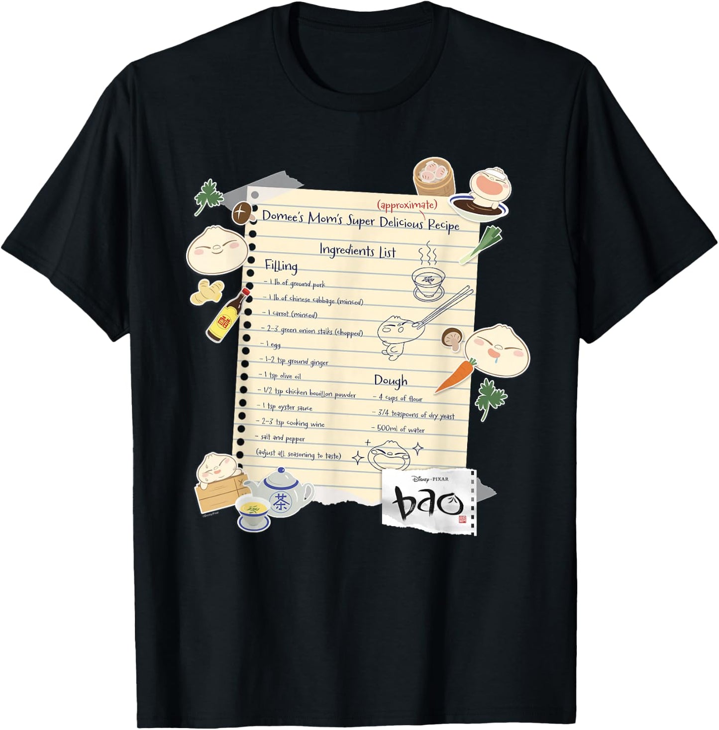 Disney and Pixar's Bao Domee's Mom's Super Delicious Recipe T-Shirt - T-Shirt | Black