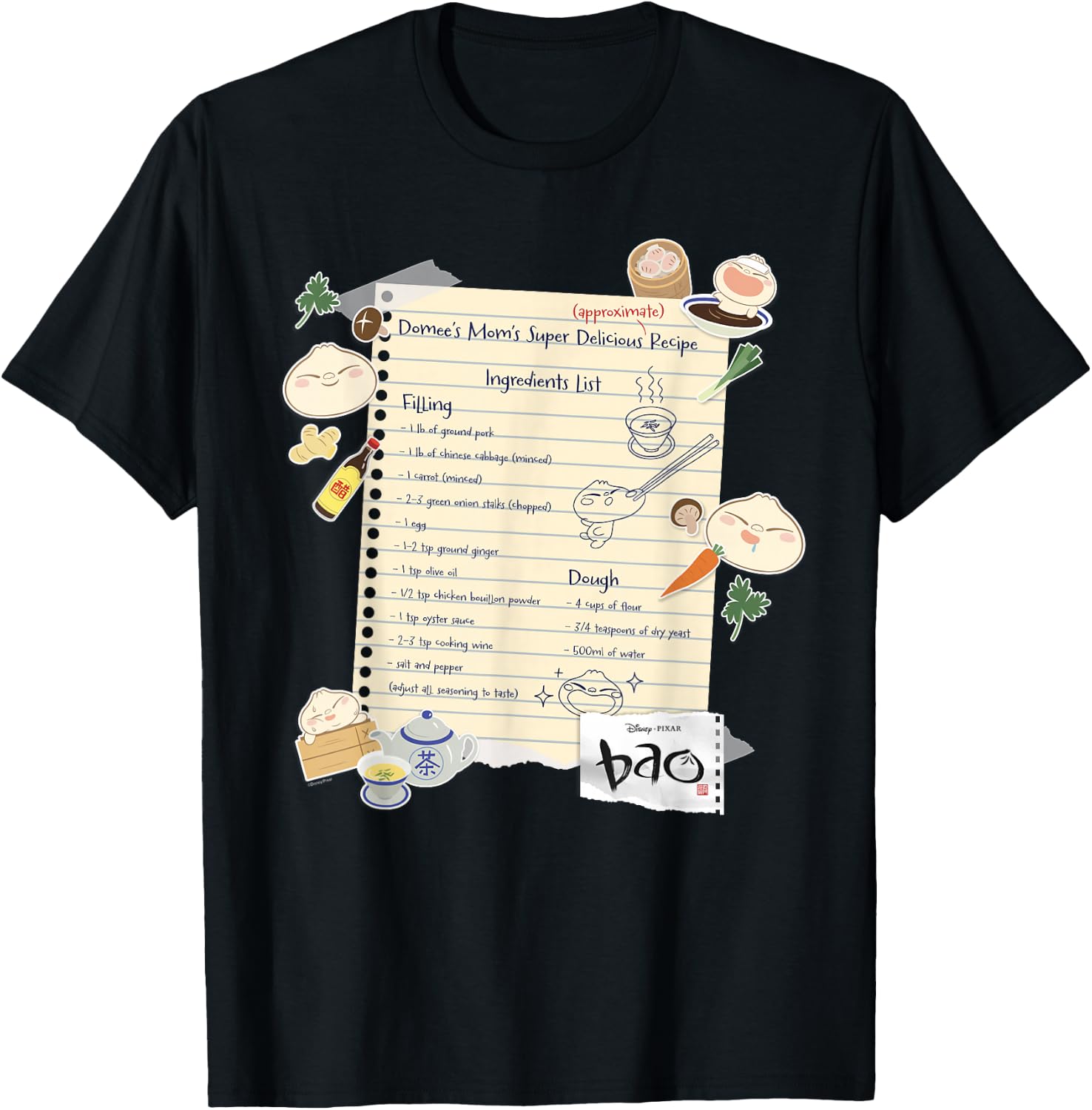Disney and Pixar's Bao Domee's Mom's Super Delicious Recipe T-Shirt - T-Shirt | Black