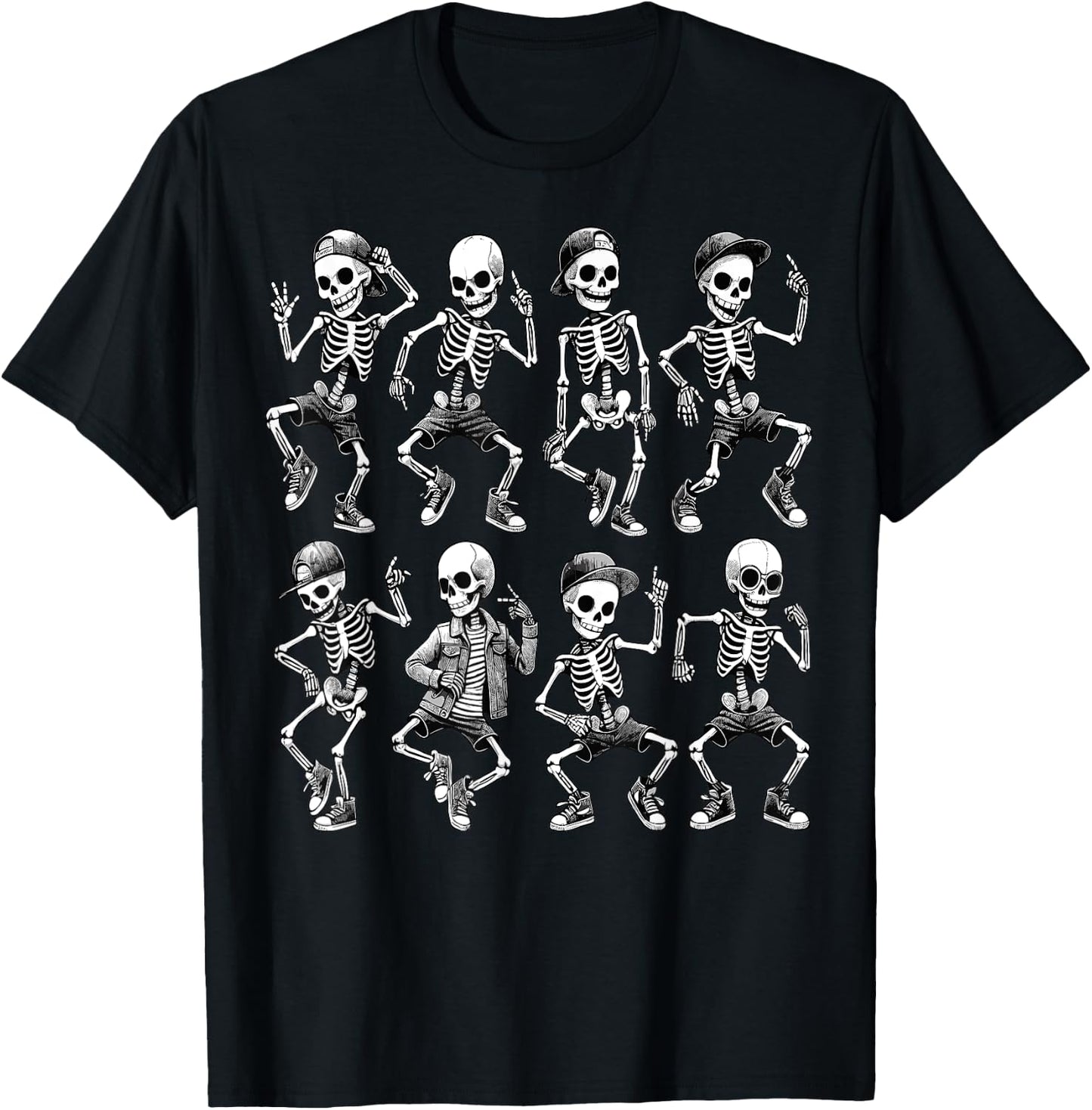 Dancing Skeletons Dance Challenge Boys Girl Kids Halloween T-Shirt - T-Shirt | Black