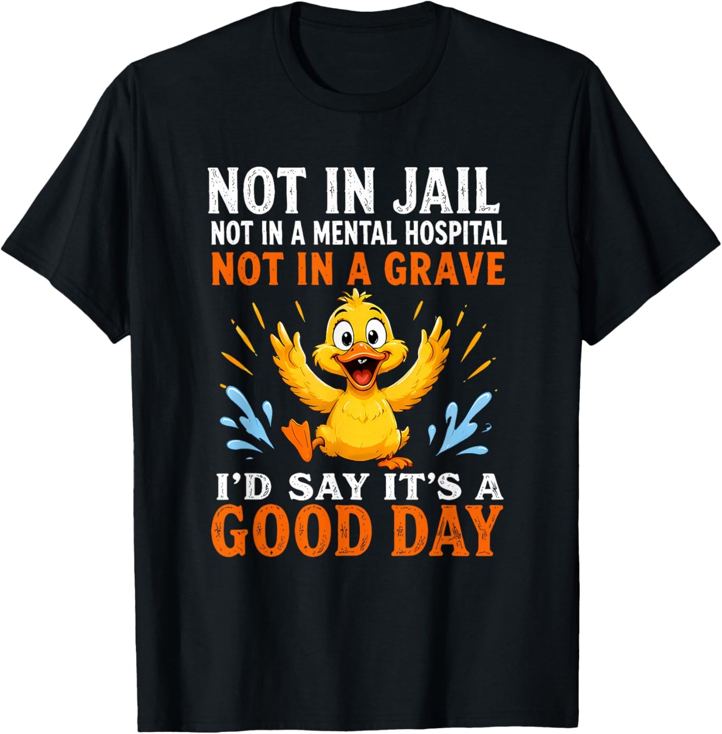 Not in Jail Not in A Mental Hospital Not in A Grave I'd Say T-Shirt - T-Shirt | Black