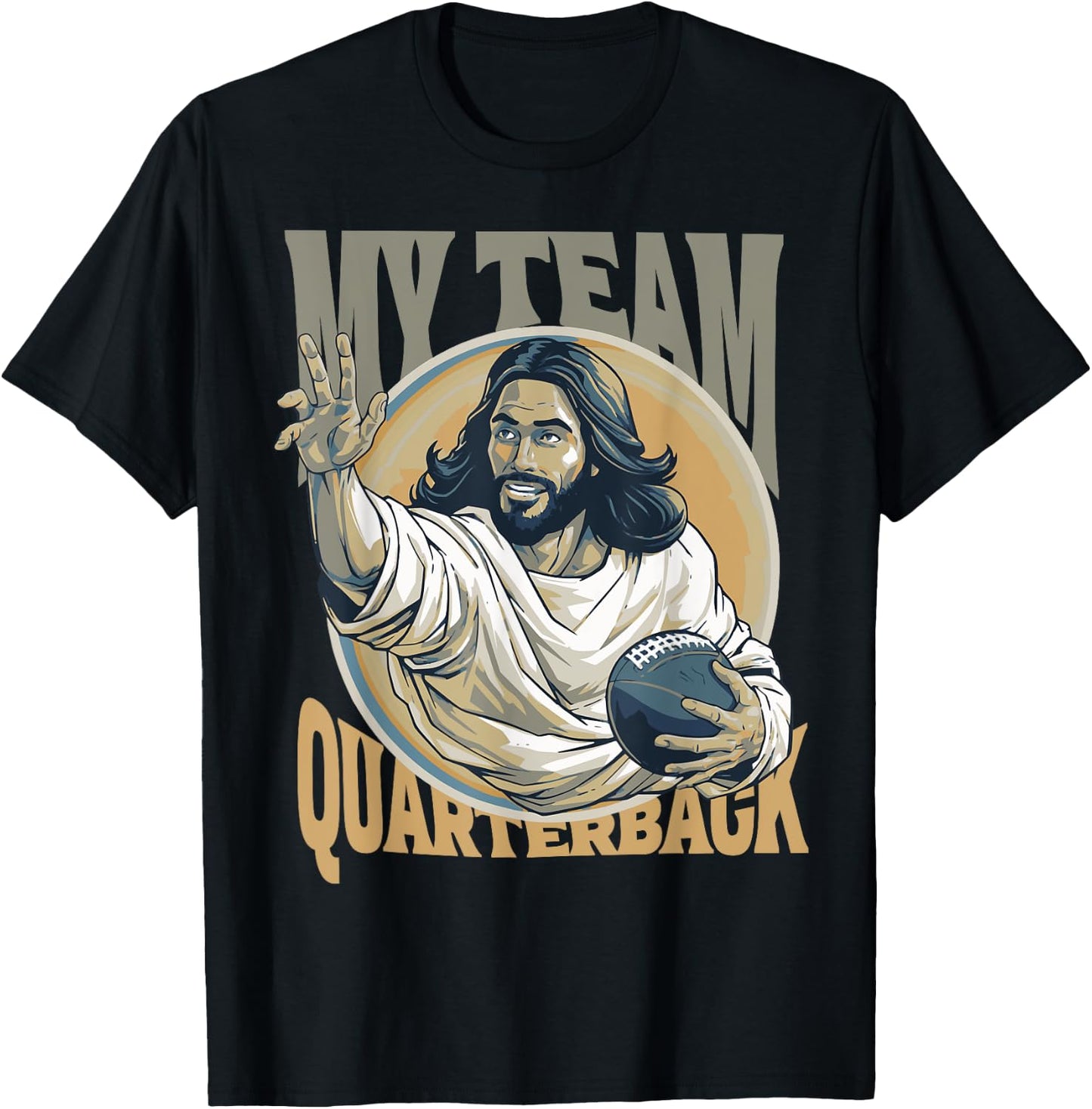 Jesus My Team Quarterback Christian Football T-Shirt - T-Shirt | Black