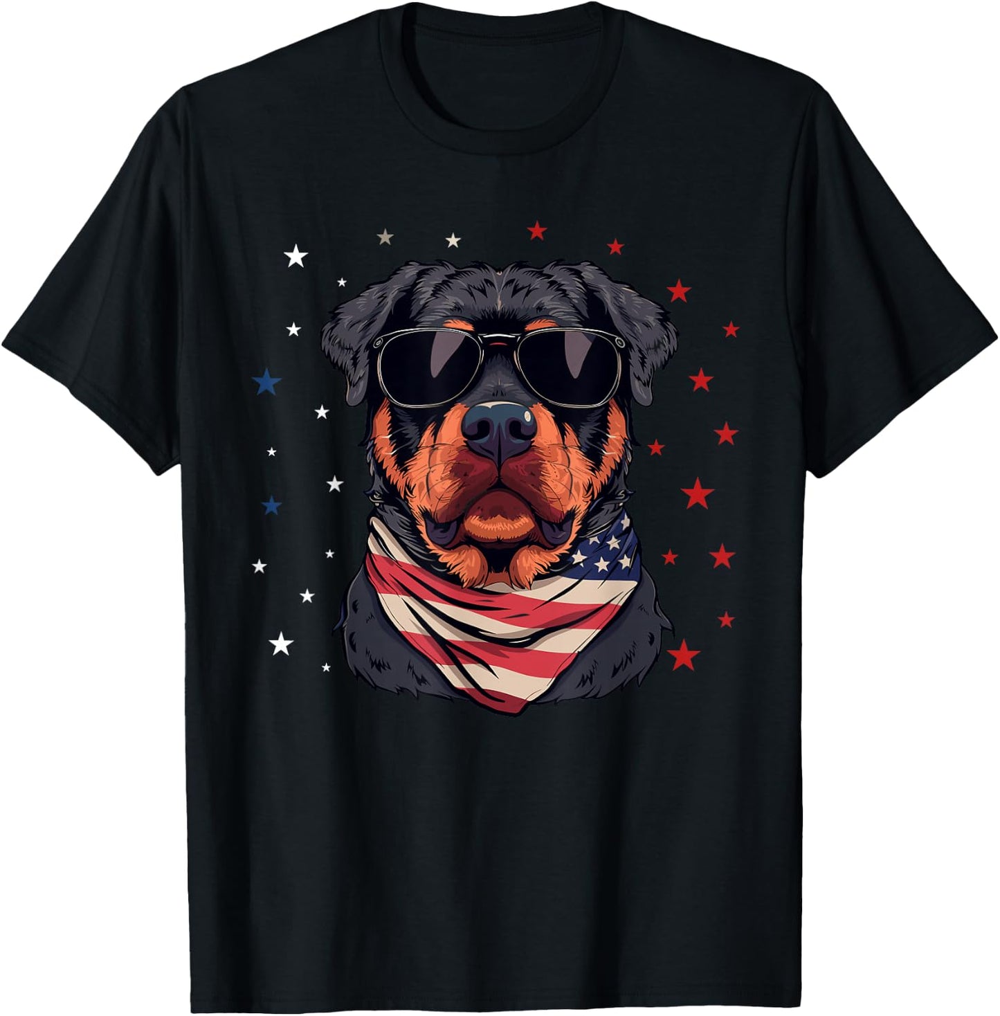 Patriotic American Rottweiler USA Flag Dog 4th Of July T-Shirt - T-Shirt | Black