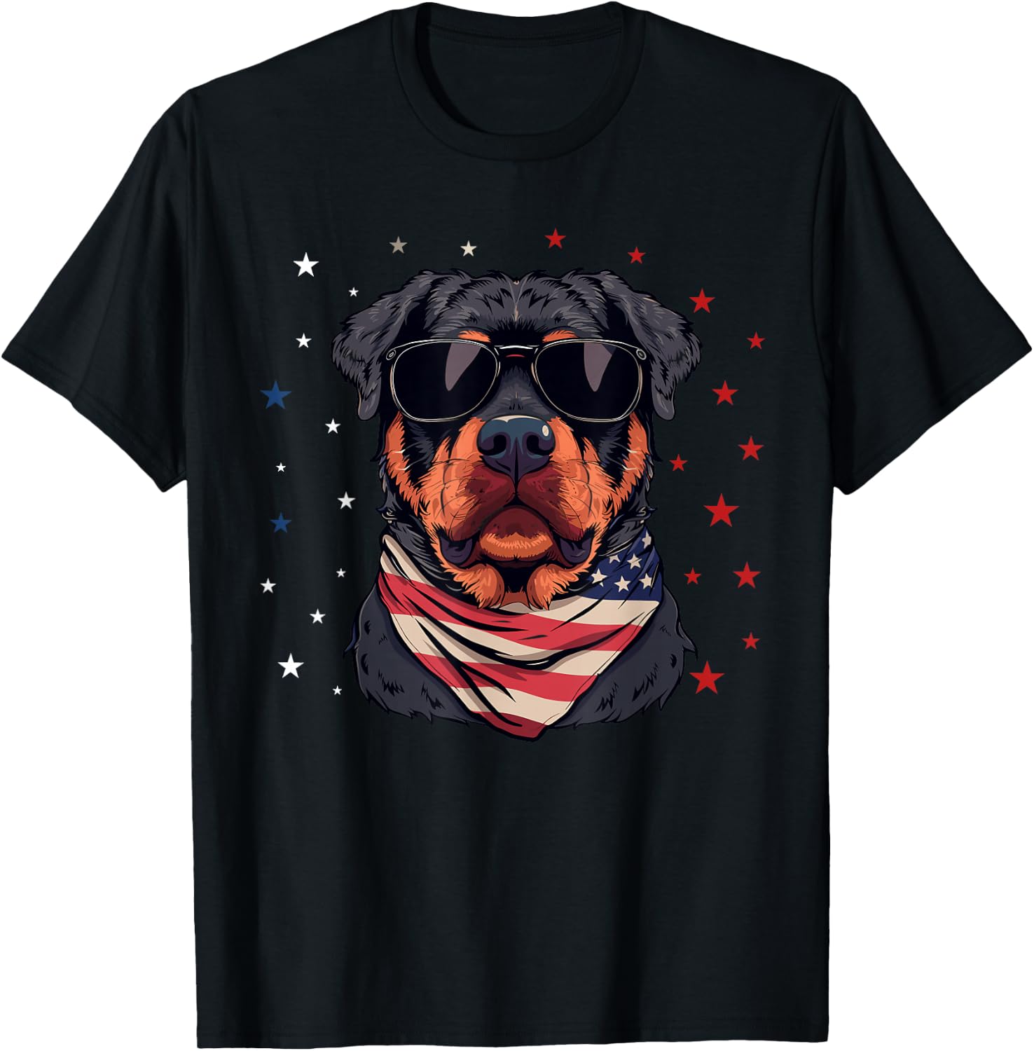 Patriotic American Rottweiler USA Flag Dog 4th Of July T-Shirt - T-Shirt | Black