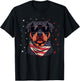 Patriotic American Rottweiler USA Flag Dog 4th Of July T-Shirt - T-Shirt | Black