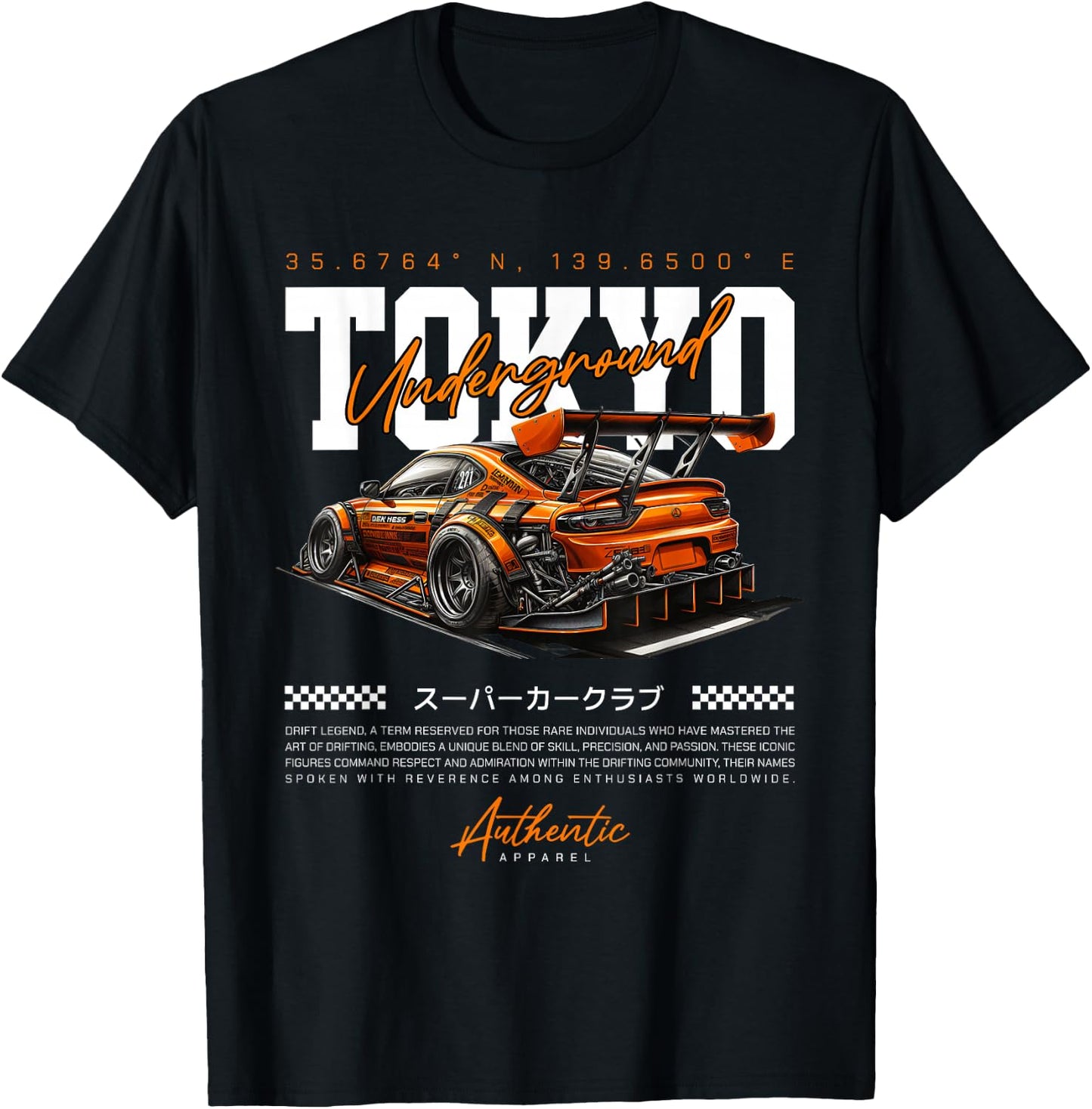 Cool Retro Vintage Japanese JDM Tokyo Japan Drift Race Car T-Shirt - T-Shirt | Black