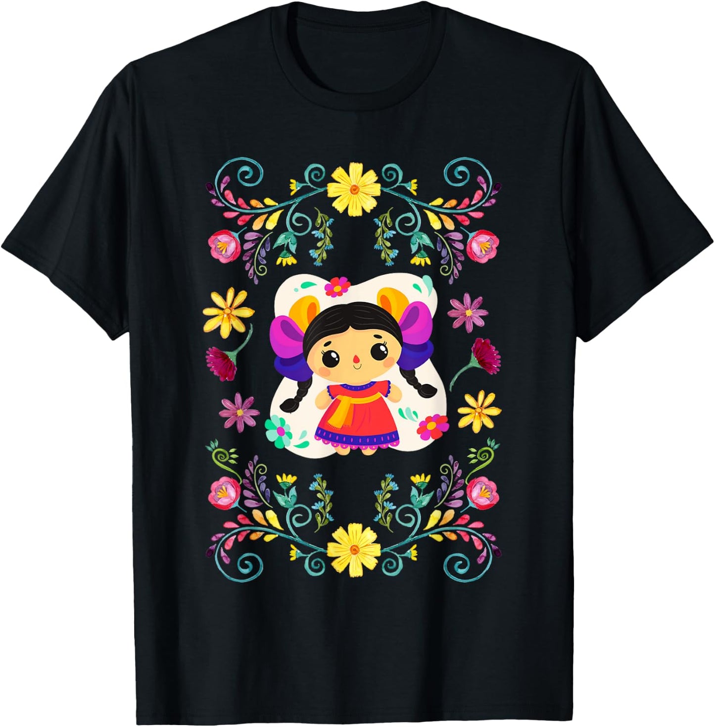 Traditional Mexican Doll - Muñeca Lele T-Shirt - T-Shirt | Black