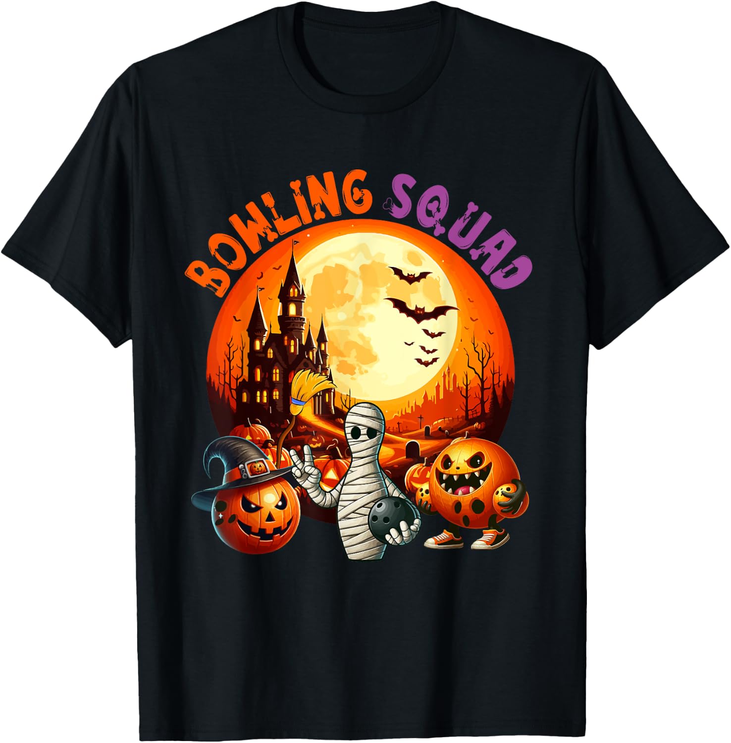 Bowling Squad Halloween Horror Equipment As Mummy Witch T-Shirt - T-Shirt | Black