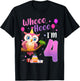 Whooo Hooo I’m 4 Year Old Cute Owl 4th Birthday Girl T-Shirt - T-Shirt | Black