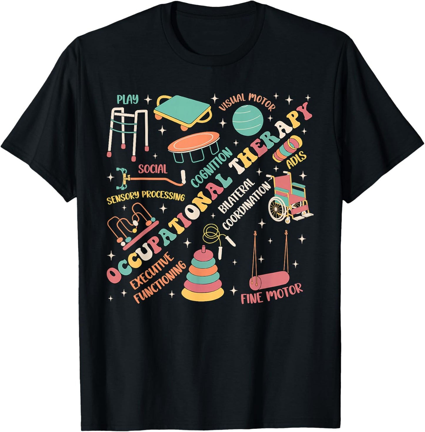 Occupational Therapy OT Therapist Month OTA Groovy Retro T-Shirt - T-Shirt | Black