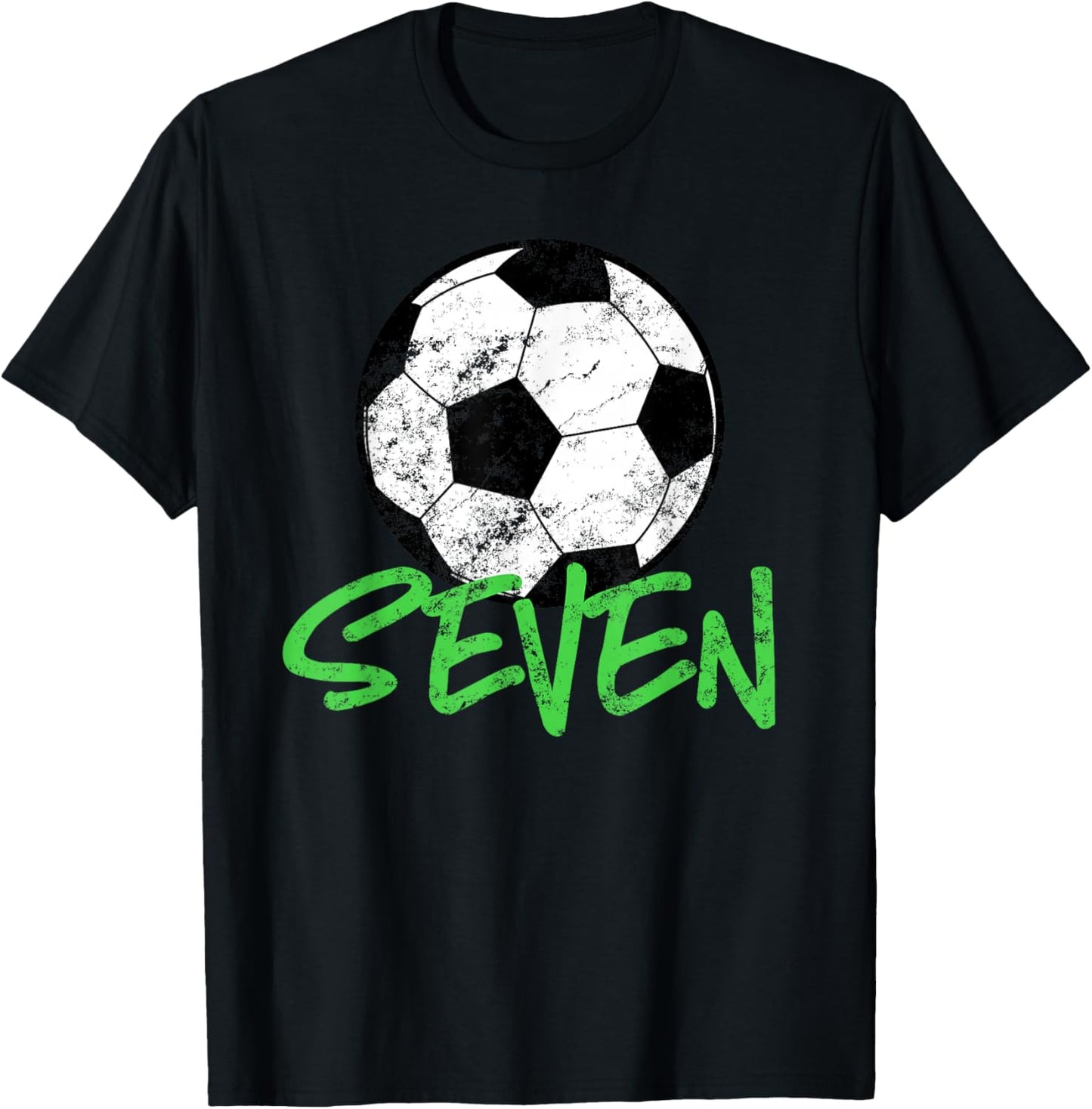 Soccer Player 7th Birthday Shirt | 7 Years Old Soccer Party T-Shirt - T-Shirt | Black
