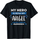 Colon Cancer Awareness Hero Is Now Angel Gift Blue Ribbon T-Shirt - T-Shirt | Black