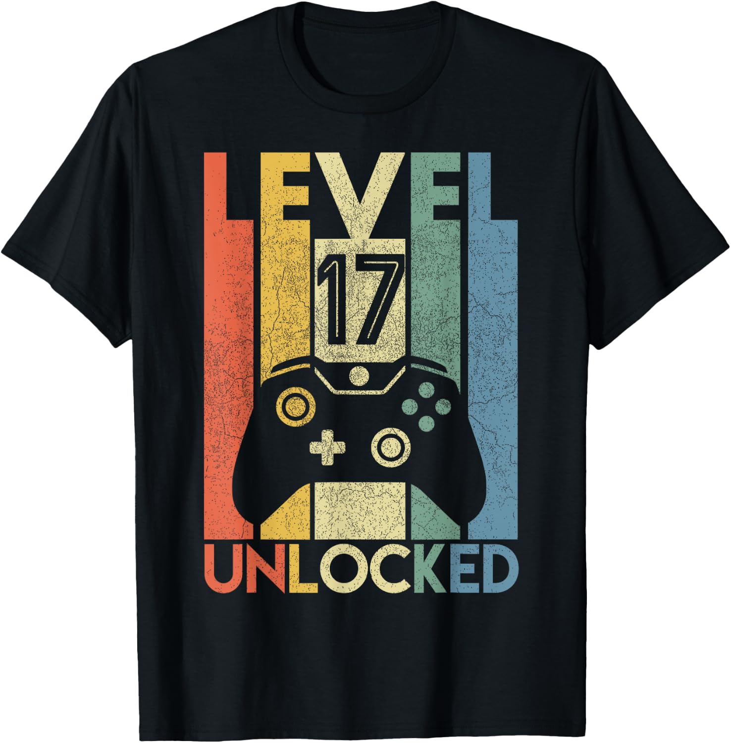 Level 17 Unlocked Shirt Funny Video Gamer 17th Birthday Gift T-Shirt - T-Shirt | Black