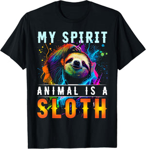 My Spirit Animal is A Sloth Funny Sloths T-Shirt - T-Shirt | Black