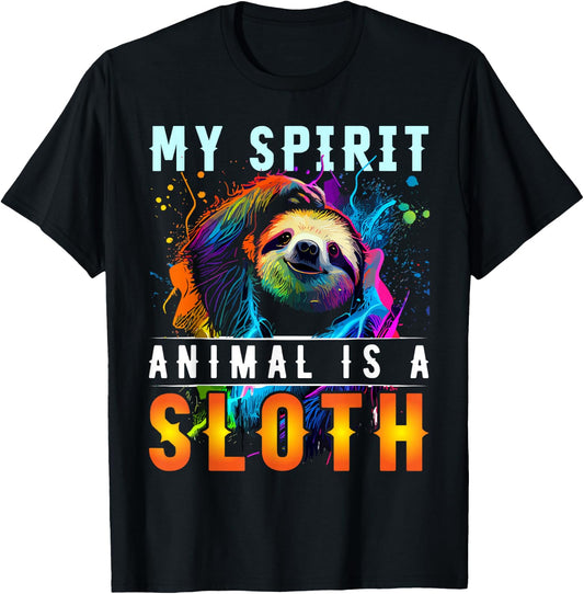 My Spirit Animal is A Sloth Funny Sloths T-Shirt - T-Shirt | Black