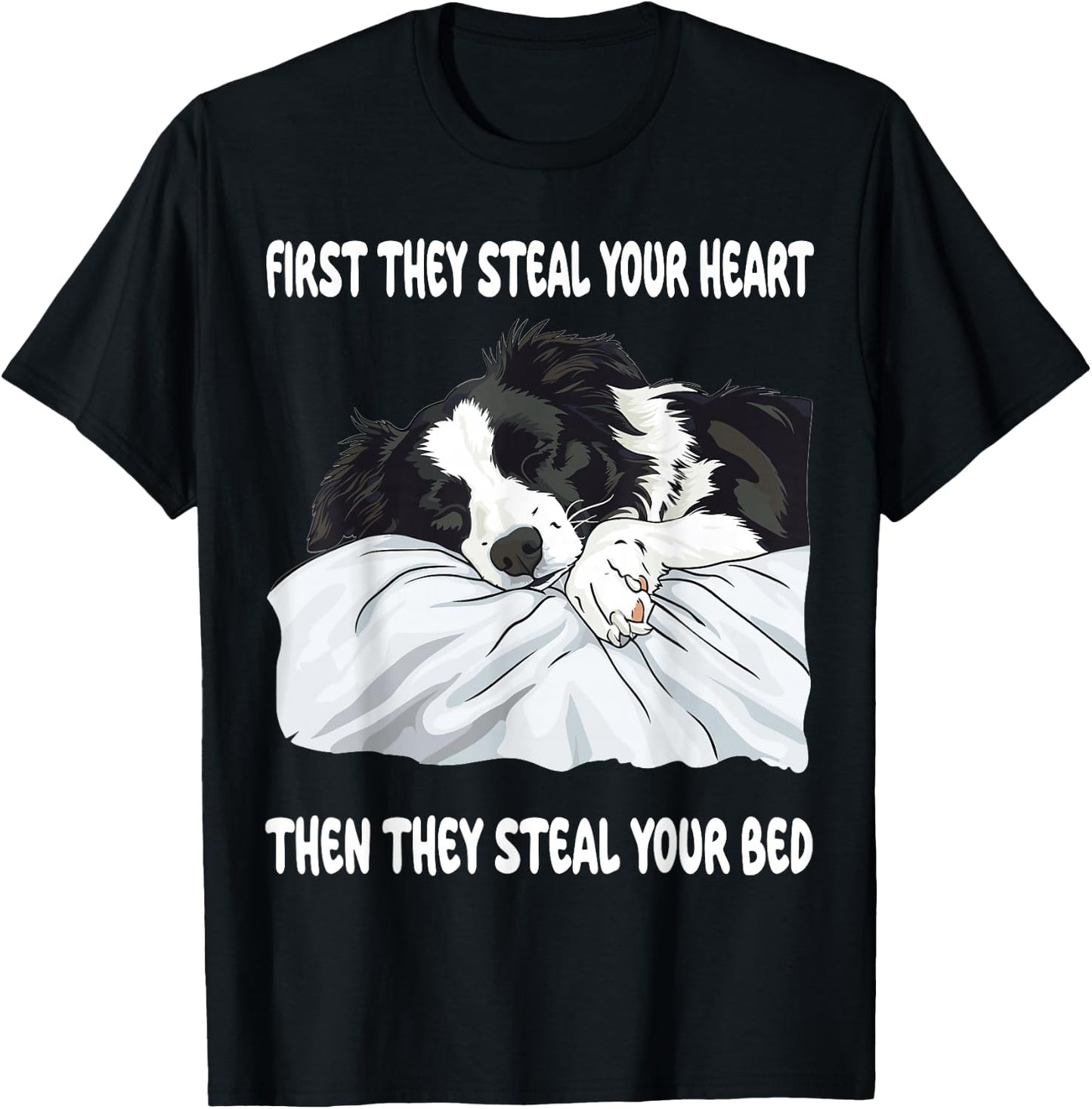 Border Collie Sleeping Pajamas Nightgown T-Shirt - T-Shirt | Black