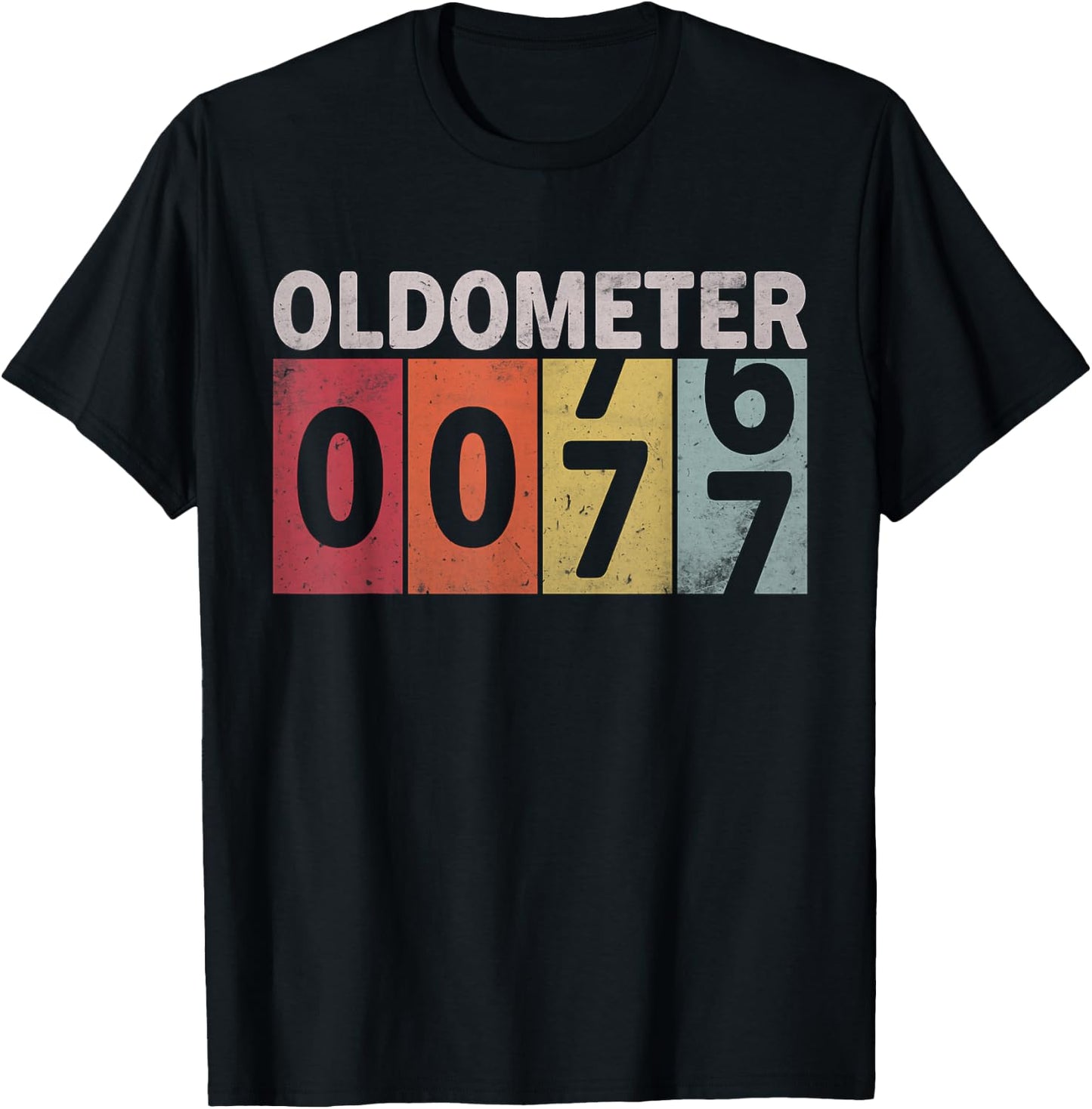 Oldometer 76-77 Funny 77 Years Old Birthday T-Shirt - T-Shirt | Black