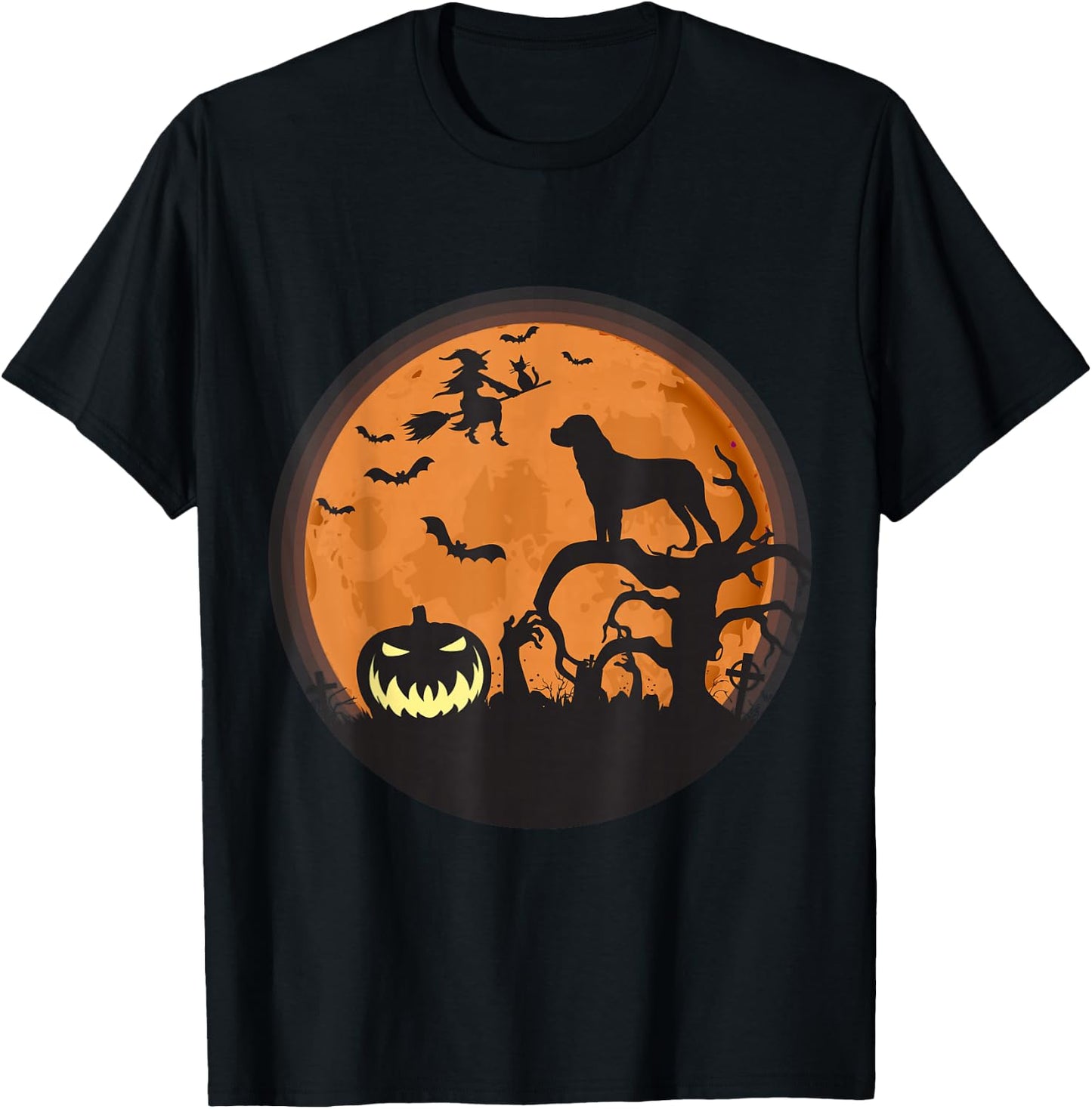 Funny Rottweiler And Moon Halloween Costume Style T-Shirt - T-Shirt | Black