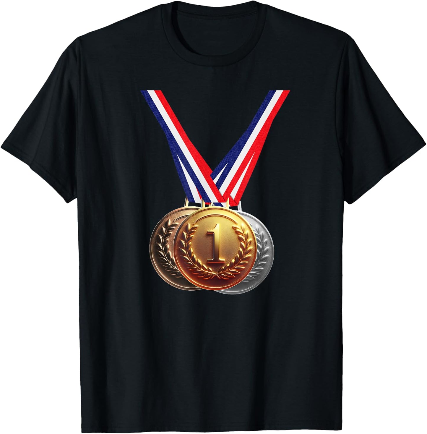 Golden Medal Medals for Winners School Team and Champions T-Shirt - T-Shirt | Black