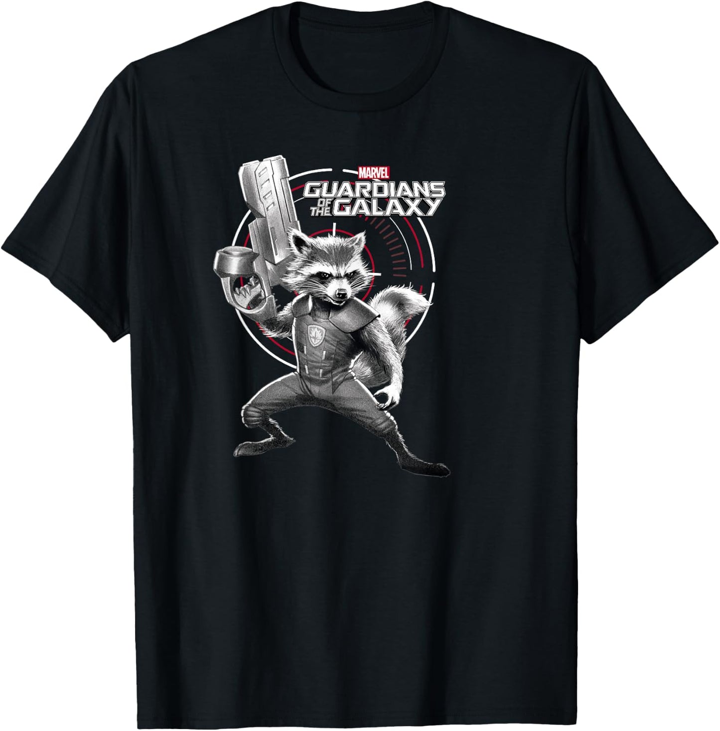Marvel Guardians of The Galaxy Rocket Raccoon Weapons Poster Small T-Shirt - T-Shirt | Black