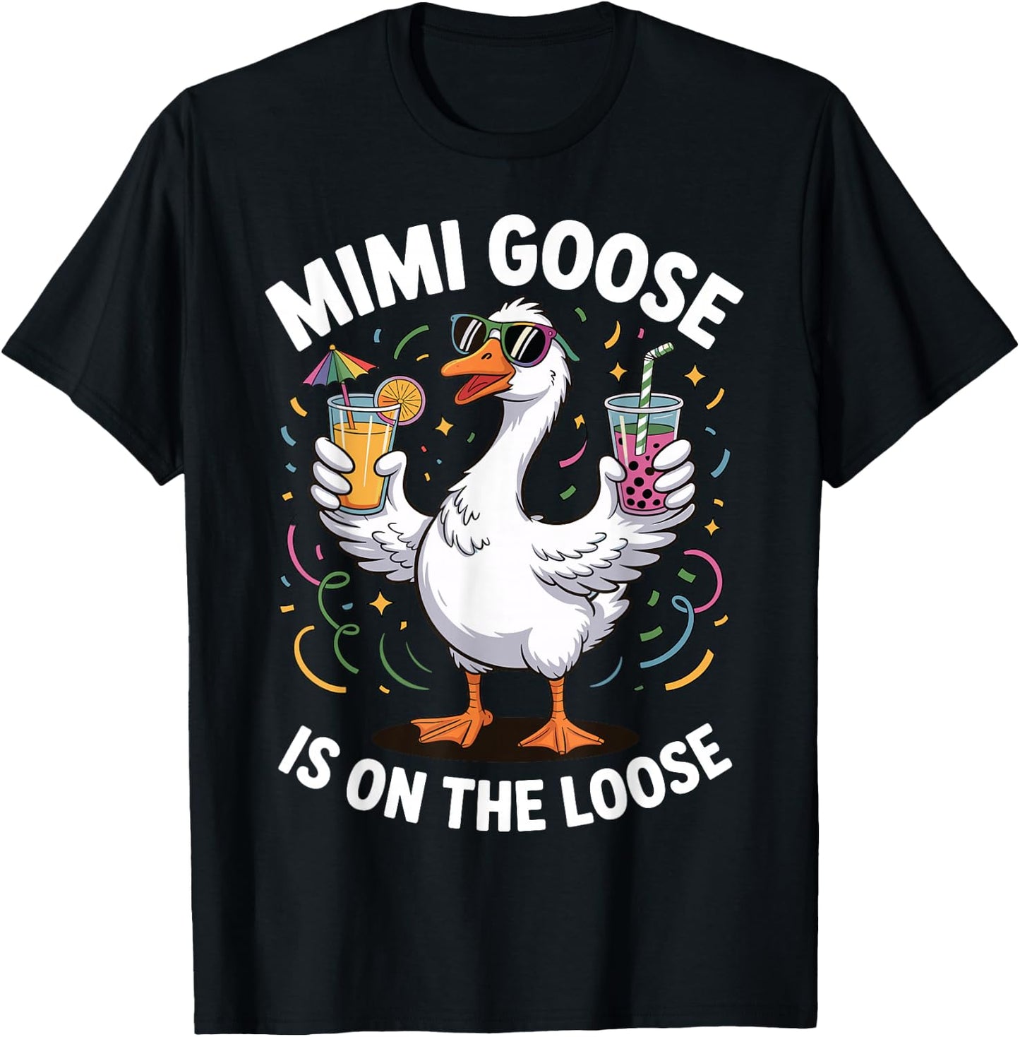 Mimi Goose is on the Loose Funny Grandma Design T-Shirt - T-Shirt | Black