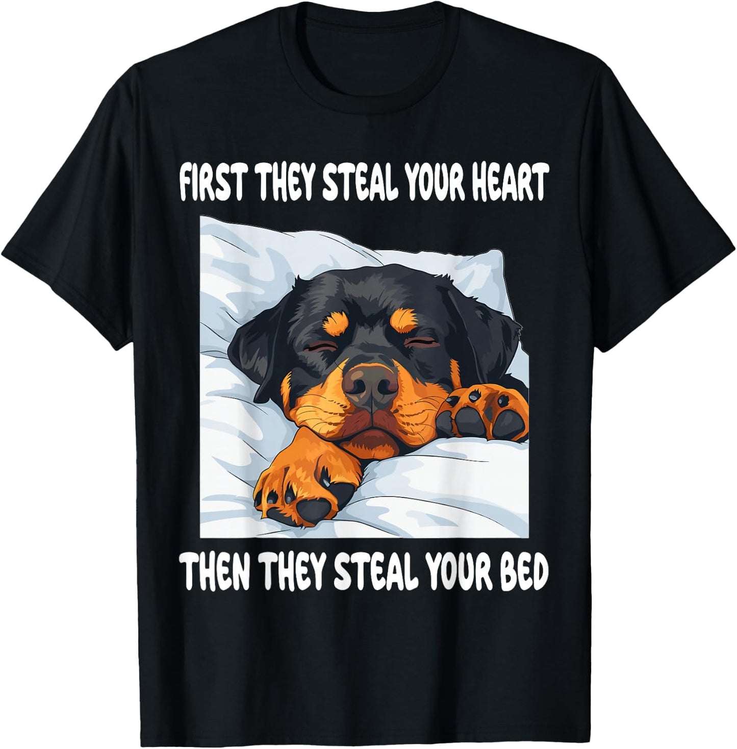 Rottweiler Sleeping Pajamas Nightgown T-Shirt - T-Shirt | Black