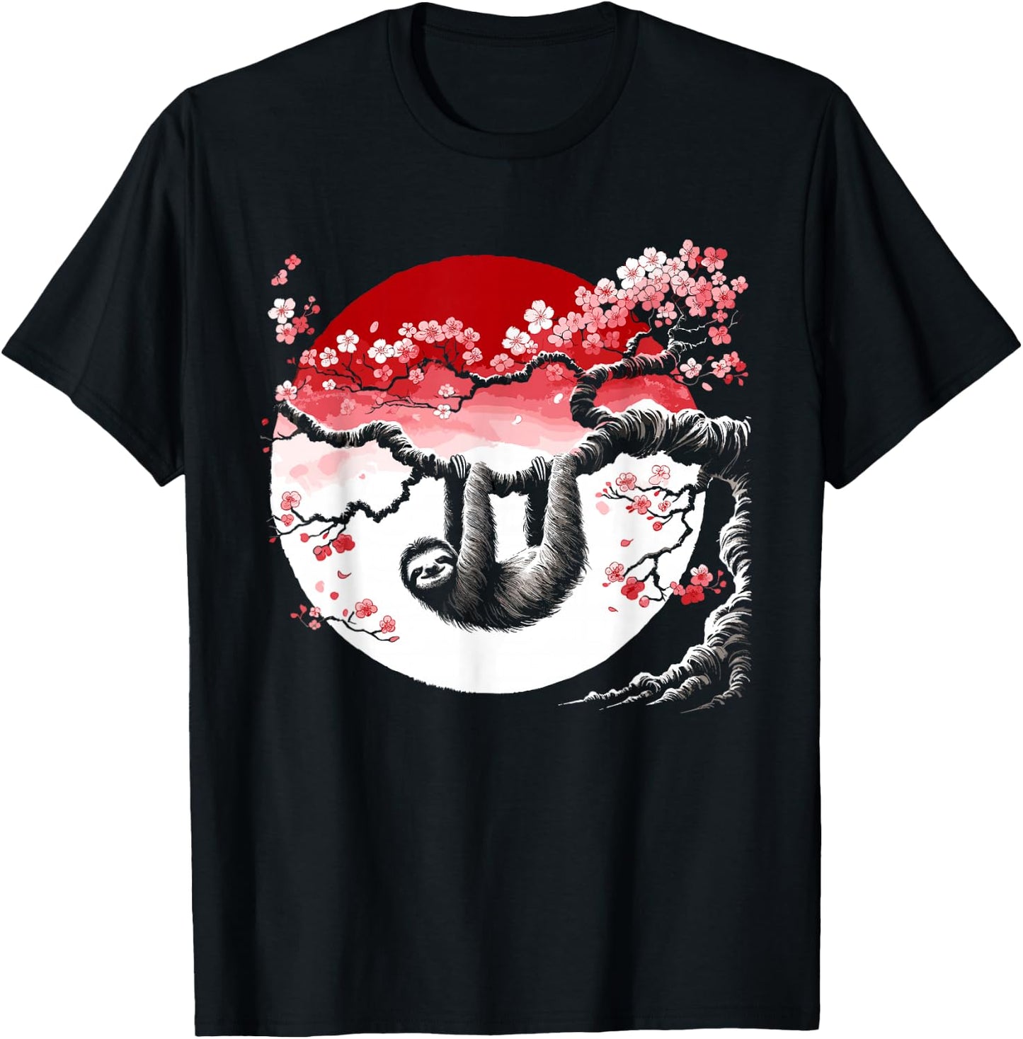 Kawaii Sloth Anime Japan Sakura Men Women Kids Funny Sloth T-Shirt - T-Shirt | Black