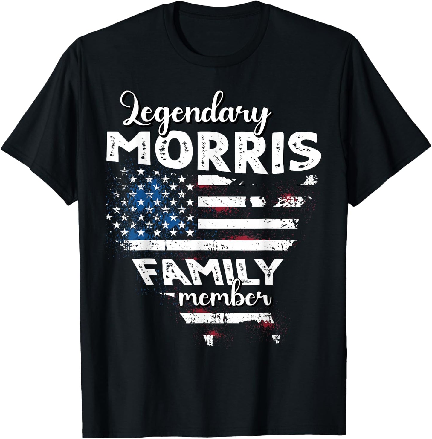 Surname Morris US Flag Morris Last Name Morris T-Shirt - T-Shirt | Black
