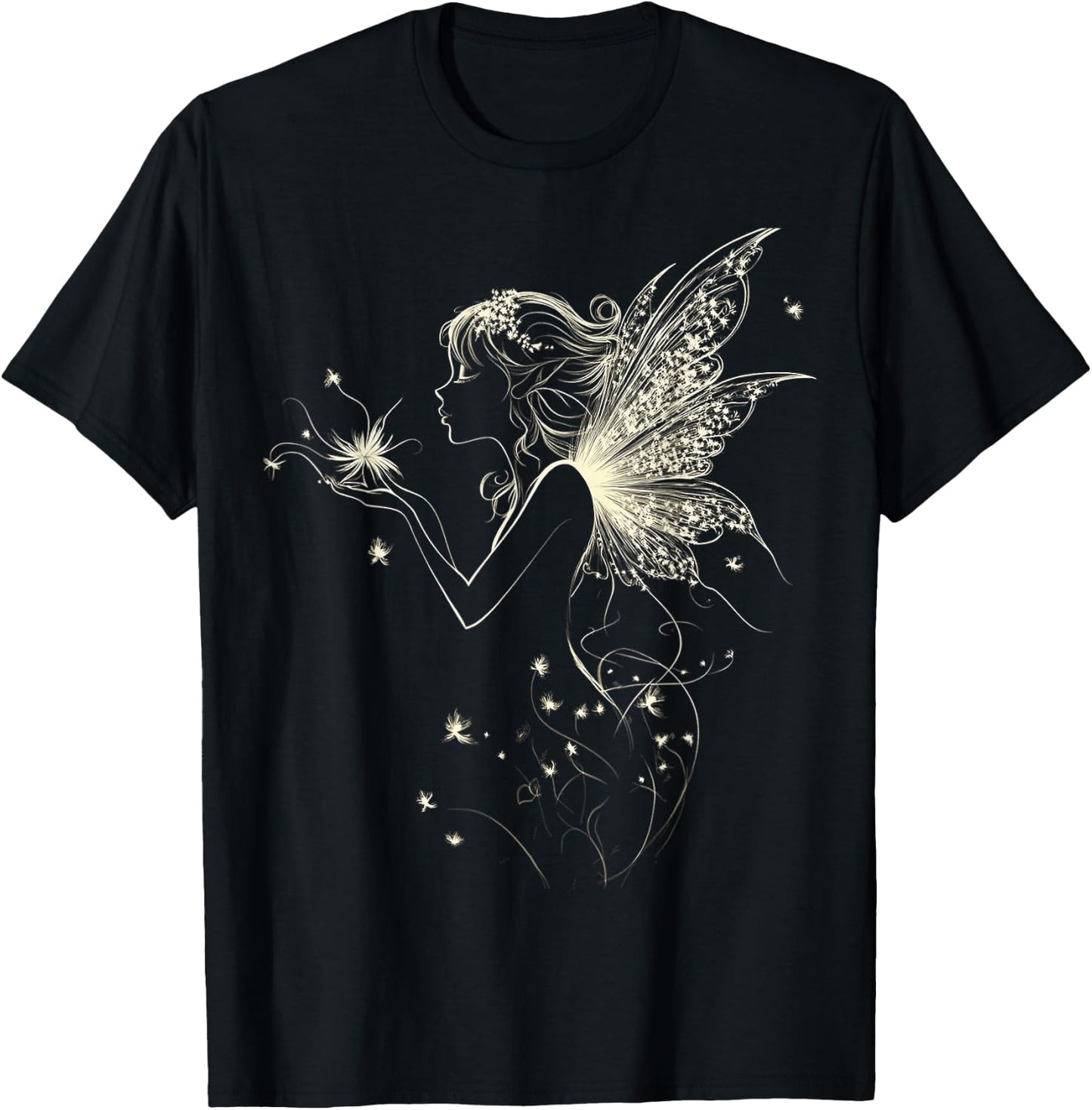 Fairy Mythical Motif Fantasy Illustration Fairy T-Shirt - T-Shirt | Black
