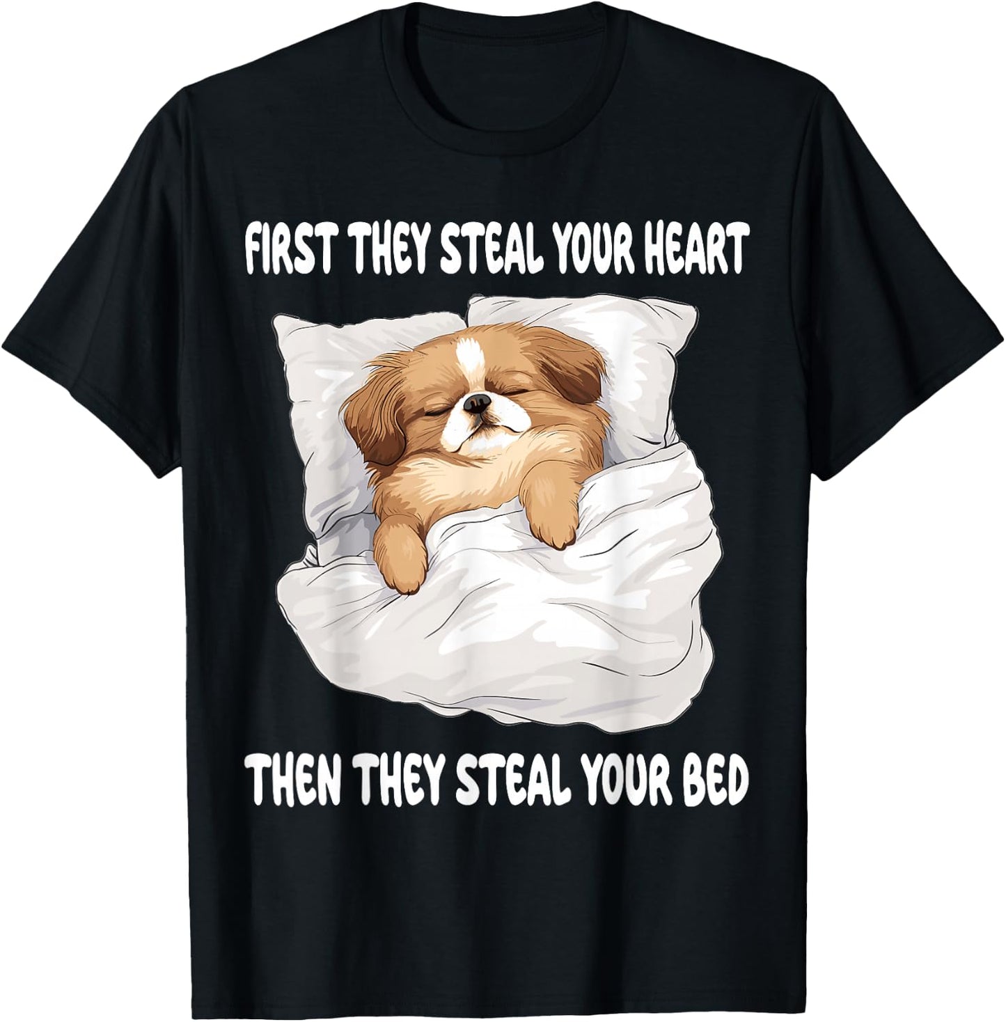 Pekingese Sleeping Pajamas Nightgown T-Shirt - T-Shirt | Black