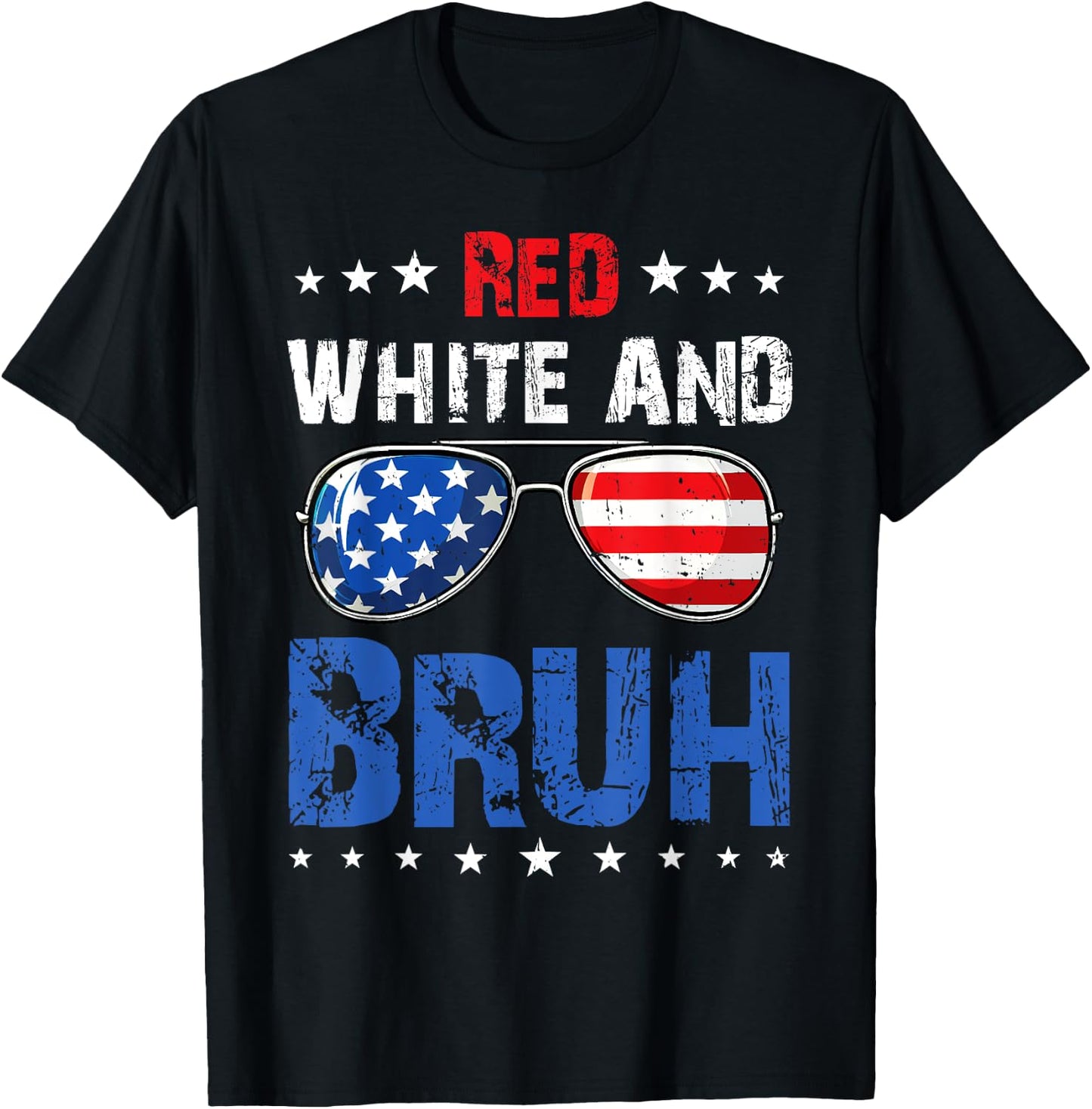 Red White And Bruh 4th Of July Boys Patriotic Teens Kids T-Shirt - T-Shirt | Black