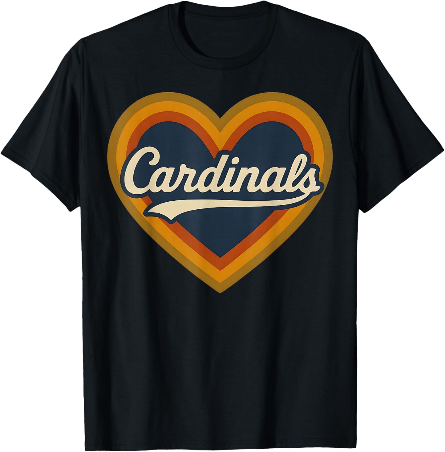 Retro Heart Cardinals Classic Vibe Graphic Gift Men Women T-Shirt - T-Shirt | Black