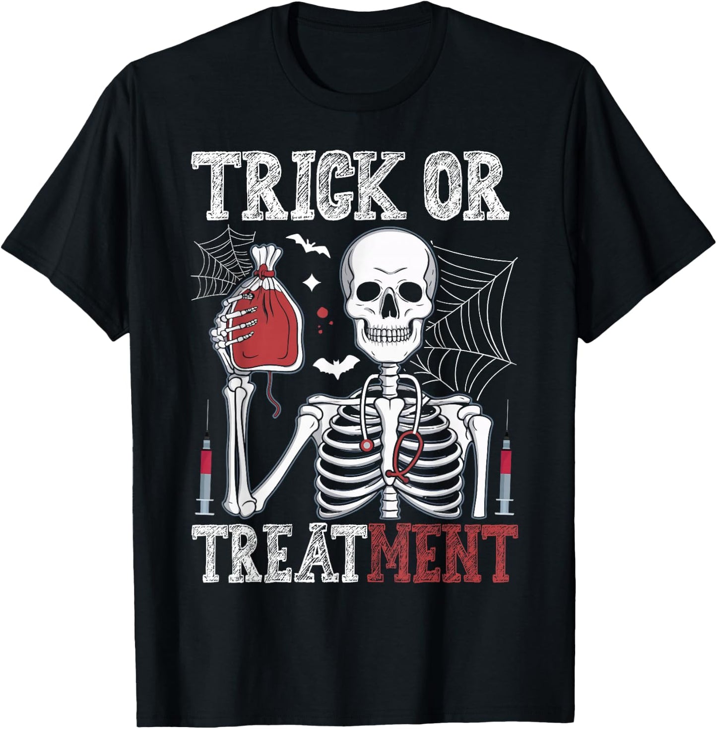 Trick Or Treatment Skeleton Doctor Halloween T-Shirt - T-Shirt | Black