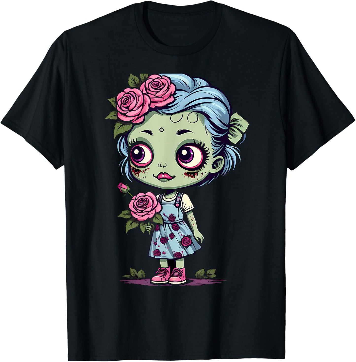 Flowers Zombie Girl Halloween Costume T-Shirt - T-Shirt | Black