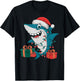 Xmas Lighting Santa Hat Shark Christmas T-Shirt - T-Shirt | Black