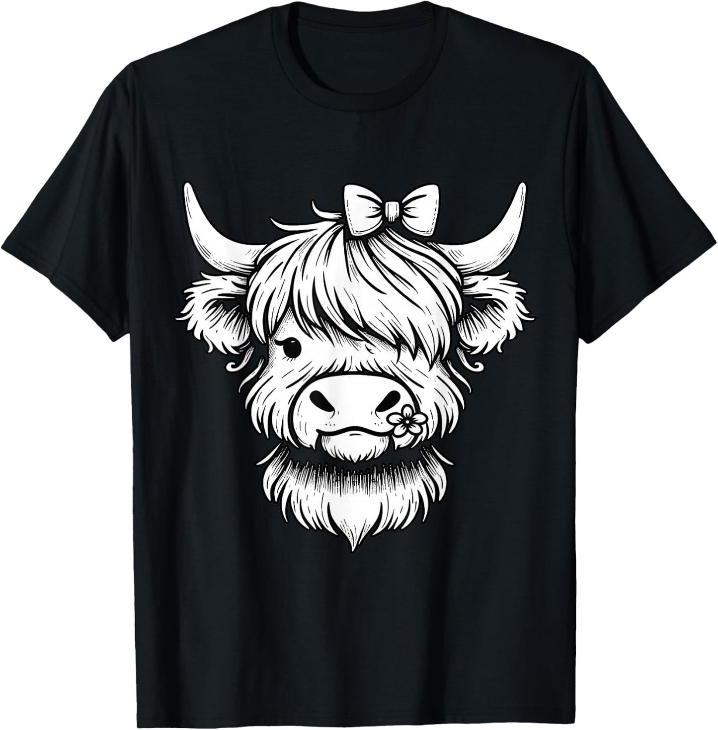 Highland Cow Farmer Farm Girl Highland Cattle T-Shirt - T-Shirt | Black