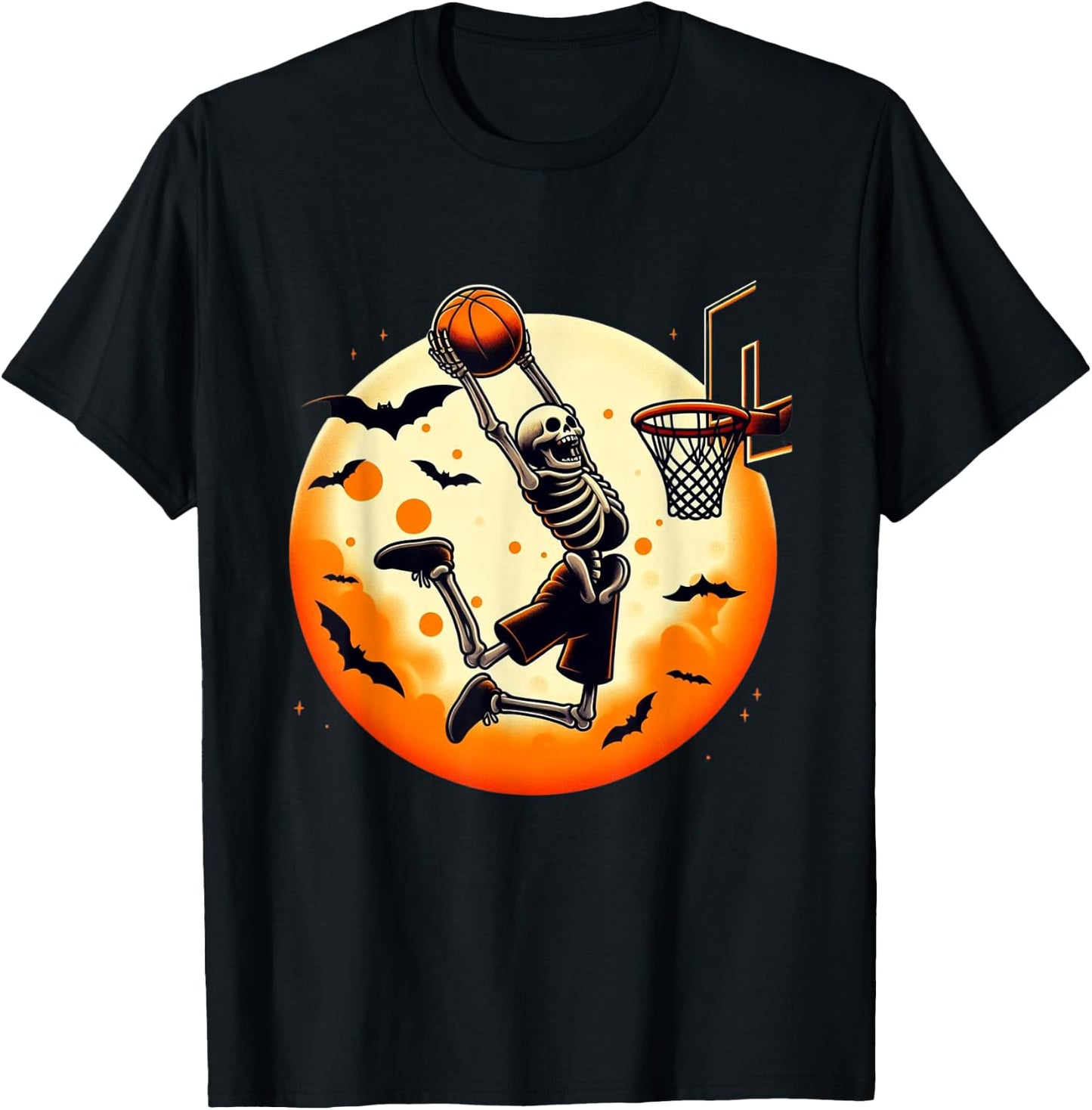 Basketball Skeleton Halloween Men Boys Basketball Halloween T-Shirt - T-Shirt | Black