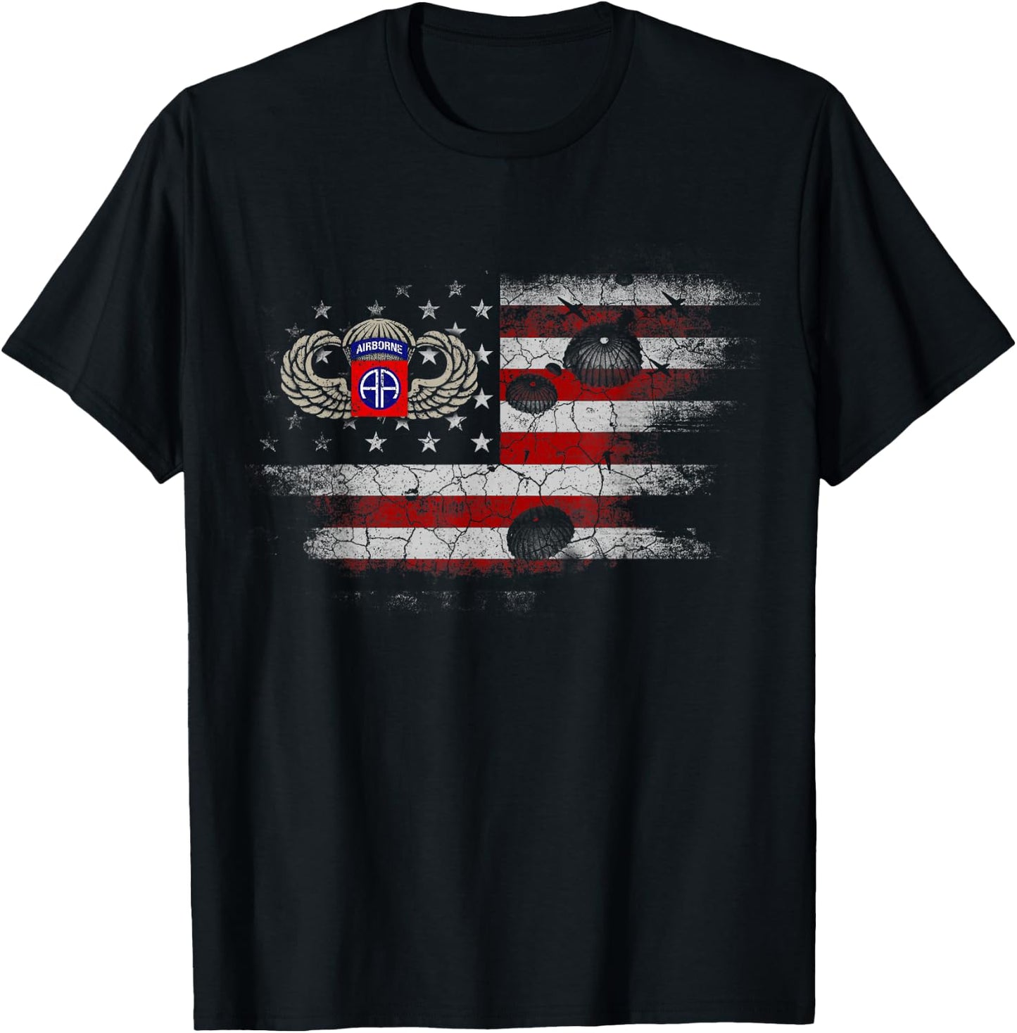82nd Army Airborne Division Flag , Veterans Day Gift T-Shirt - T-Shirt | Black