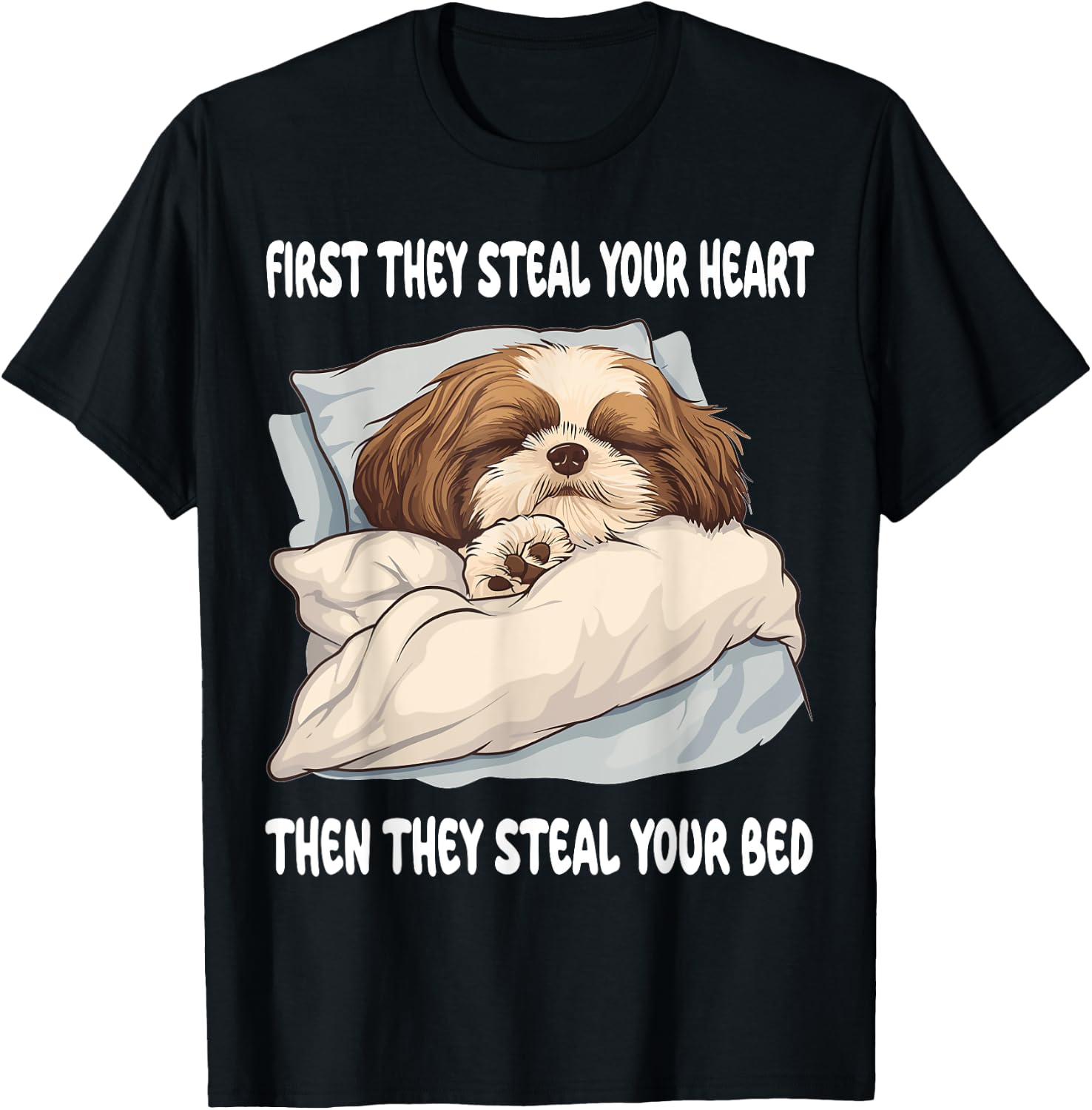 Shih Tzu Sleeping Pajamas Nightgown T-Shirt - T-Shirt | Black