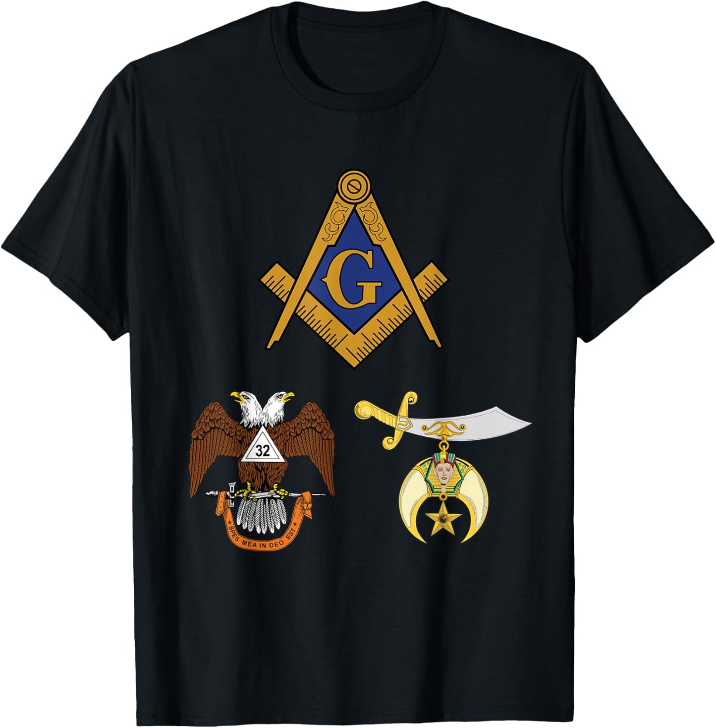 Master Mason 32nd Degree Shrine AASR Noble Masonic WD Blue T-Shirt - T-Shirt | Black