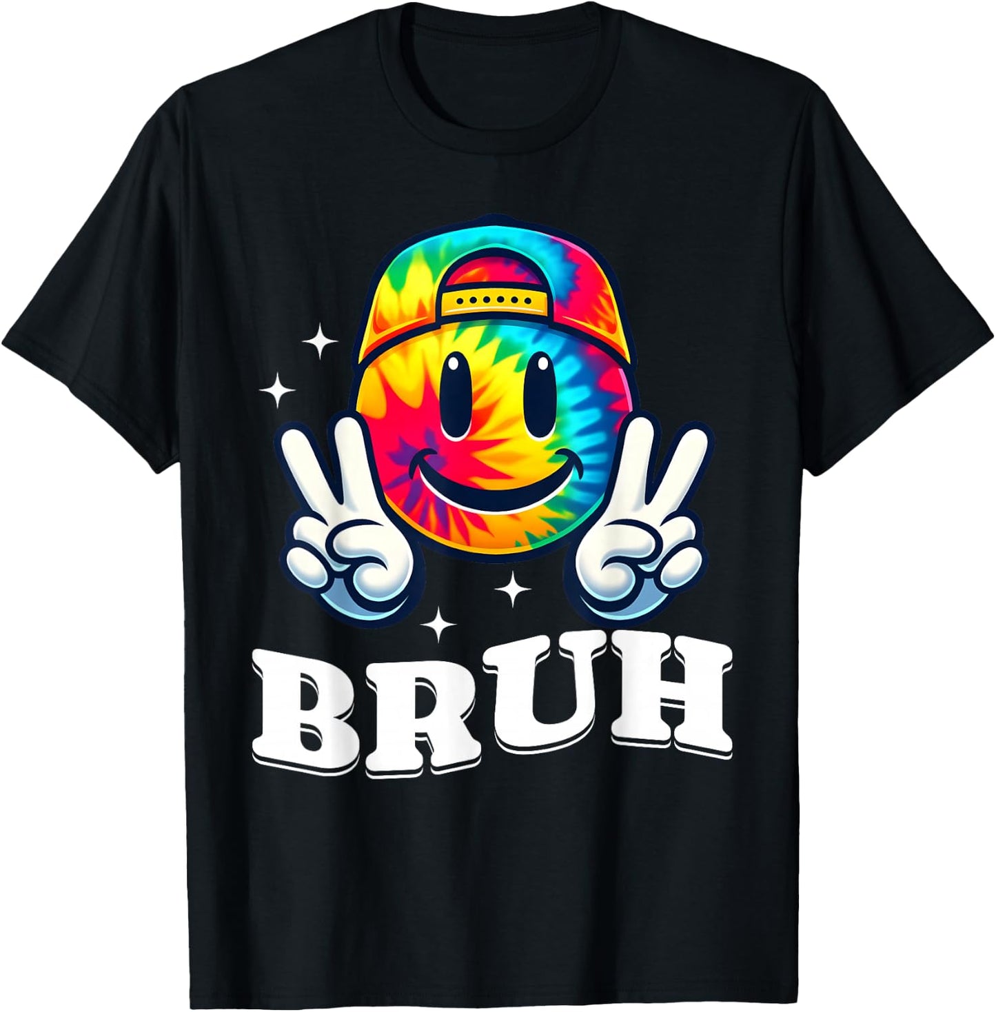 Peace Bruh For Girls Kids Boys Tie Dye Retro Groovy Birthday T-Shirt - T-Shirt | Black