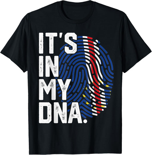 Cape Verde Roots Flag Fingerprint Graphic Patriotic T-Shirt - T-Shirt | Black