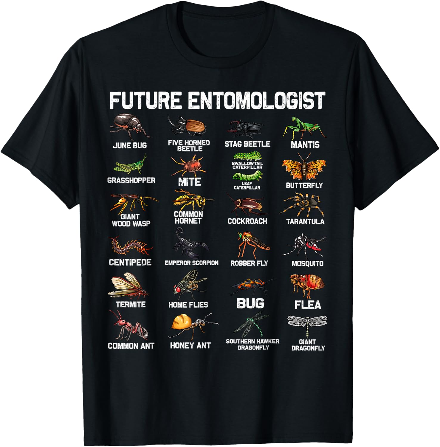 Funny Entomology Insect Bug Lover Men Women Boys Girls Kids T-Shirt - T-Shirt | Black