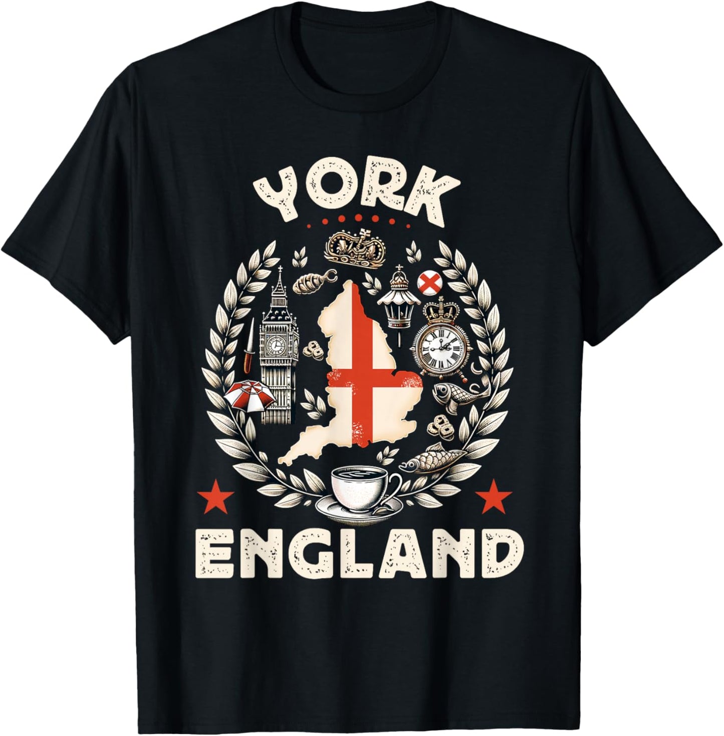 York Souvenir England United Kingdom Travel T-Shirt - T-Shirt | Black