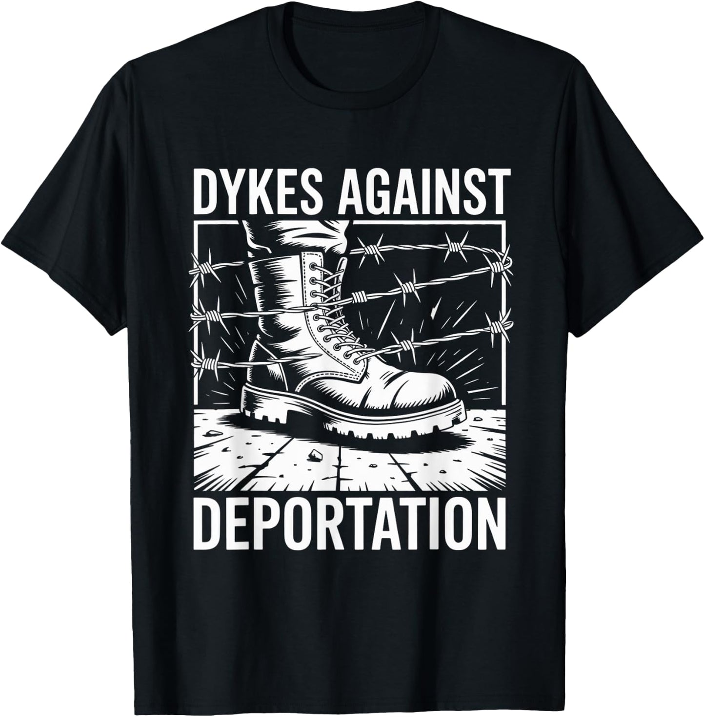 Retro Dykes Against Deportation Funny T-Shirt - T-Shirt | Black
