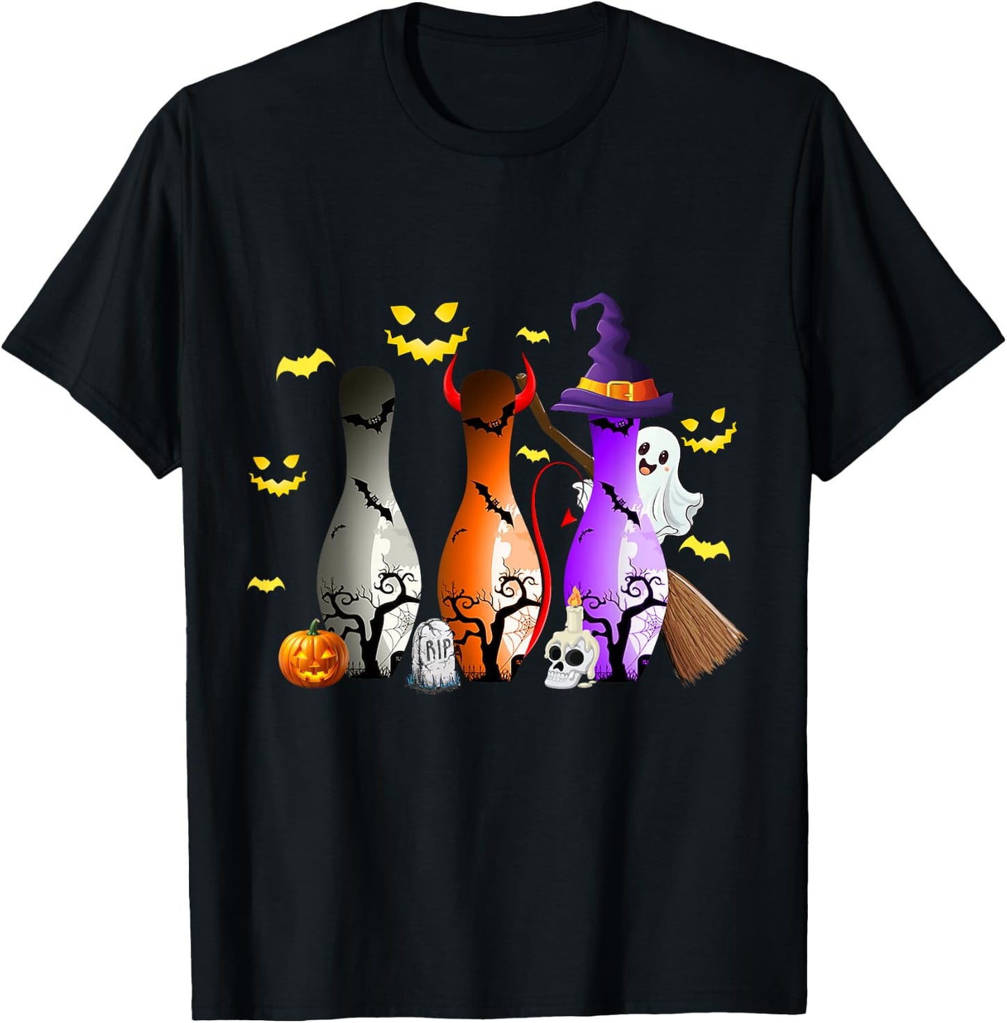 Cute Shirt Bowling Halloween Spooky Costume T-Shirt - T-Shirt | Black