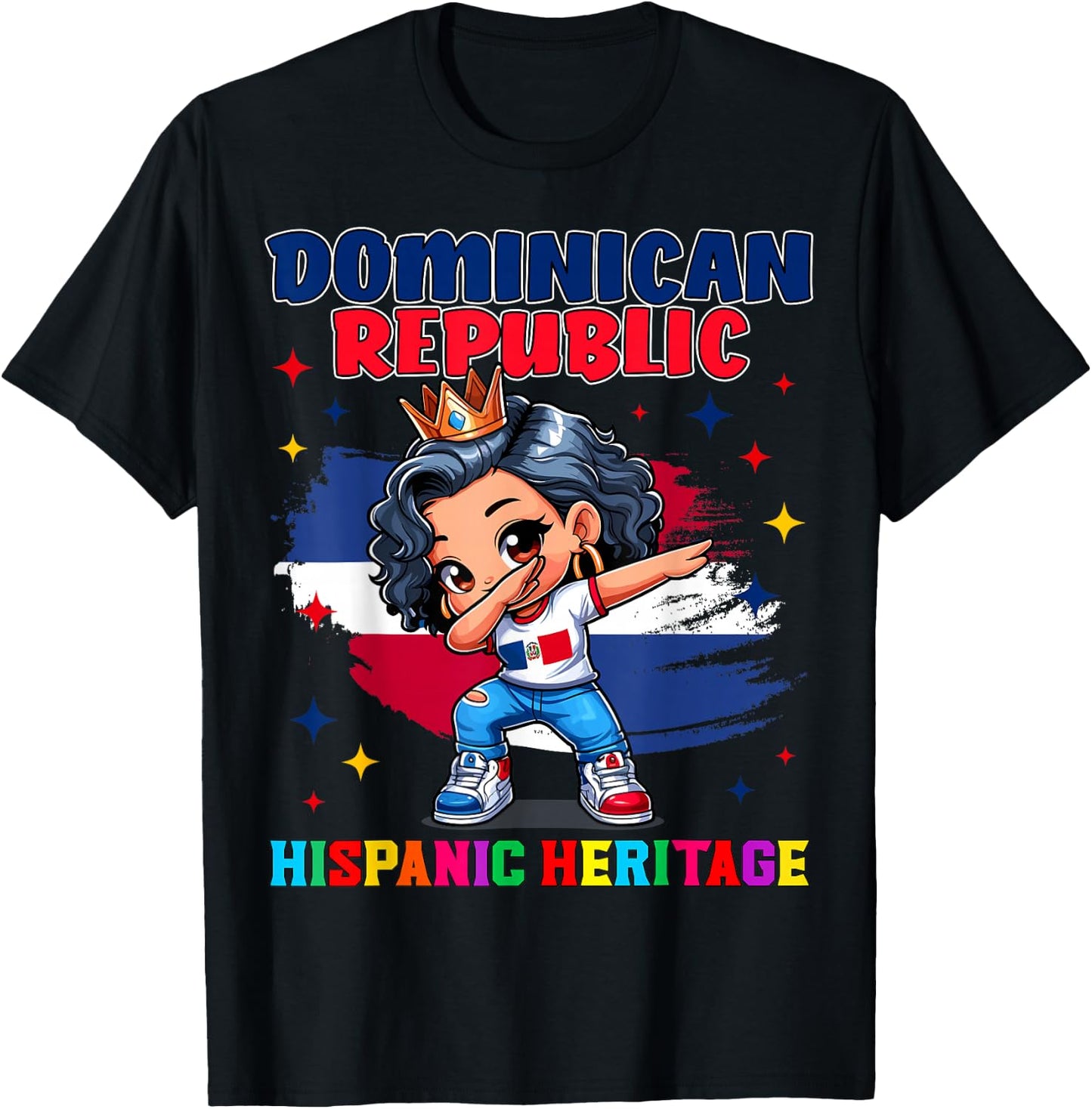 Dominican Republic Girl Hispanic Heritage Celebration kids T-Shirt - T-Shirt | Black