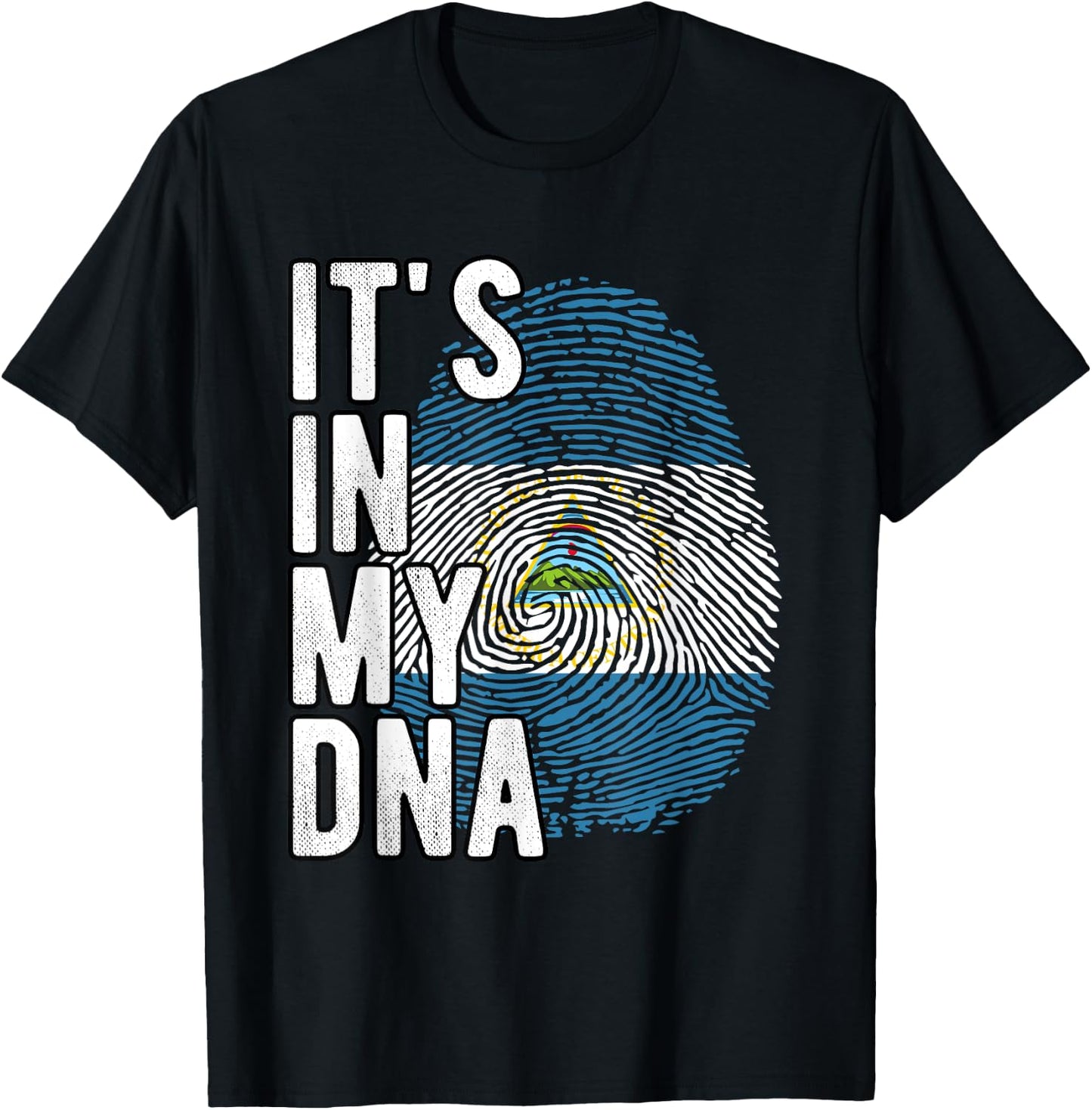 Funny it's in my DNA Nicaragua flag Fingerprint T-Shirt - T-Shirt | Black