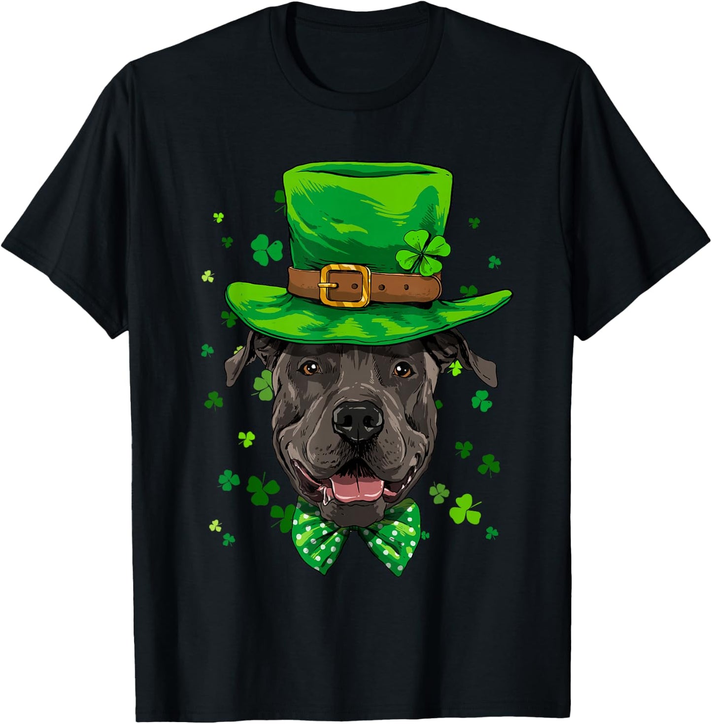 Pit Bull Leprechaun St Patricks Day Dog Pet Owner Lover T-Shirt - T-Shirt | Black